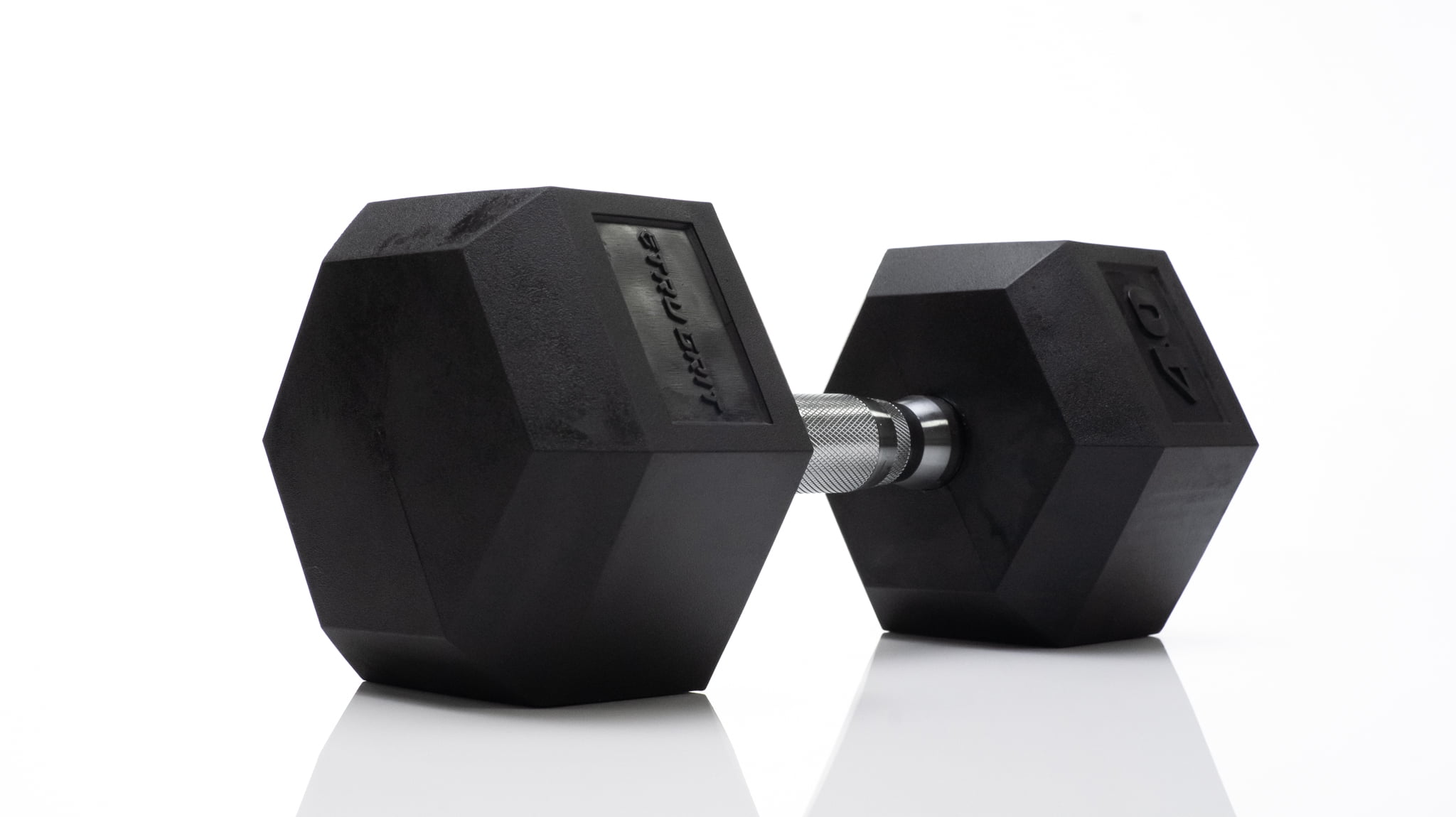 Tru Grit Fitness 40lb Black Rubber Hex Dumbbell, Single - Image 3