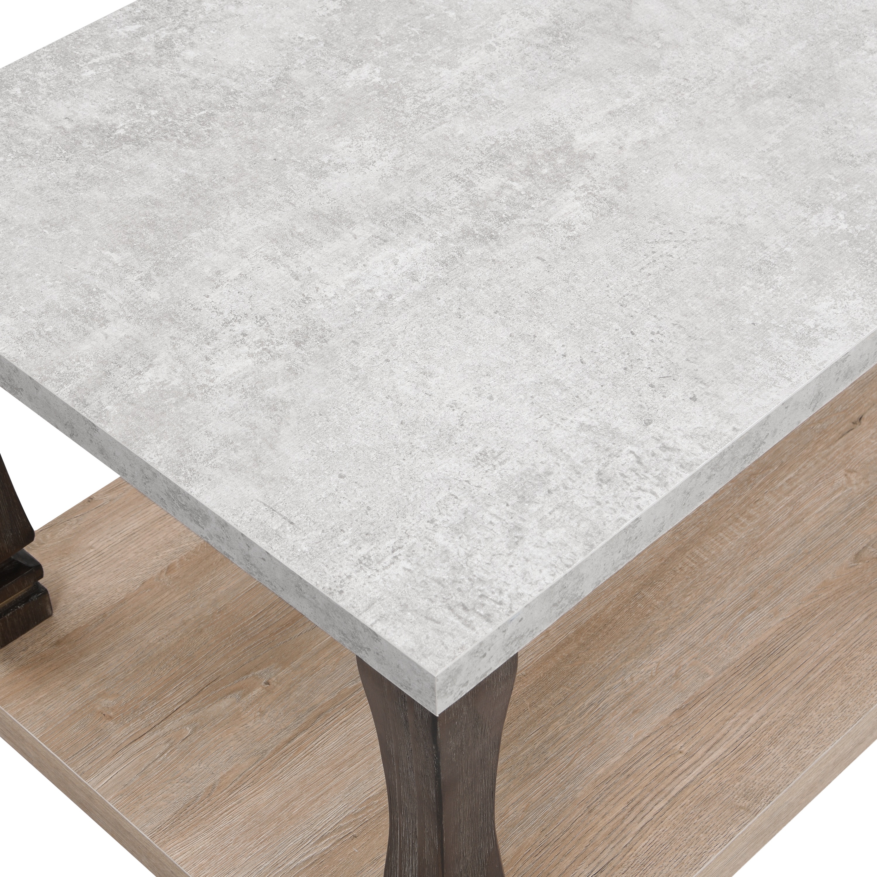 Yoneston Mid-Century Rectangle Coffee Table with 2-Tier Storage Shelf, Wooden Accent Center Table End Table for Living Room Home, Gray - Image 5