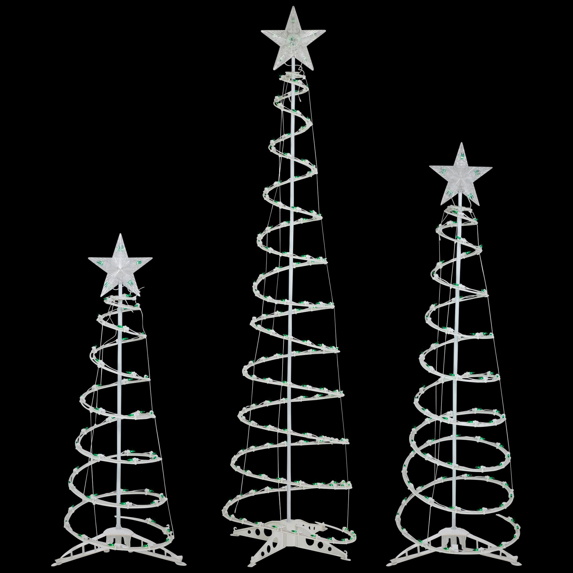 Northlight Set of 3 Green Lighted Spiral Christmas Trees, 3', 4', and 6' - Image 5