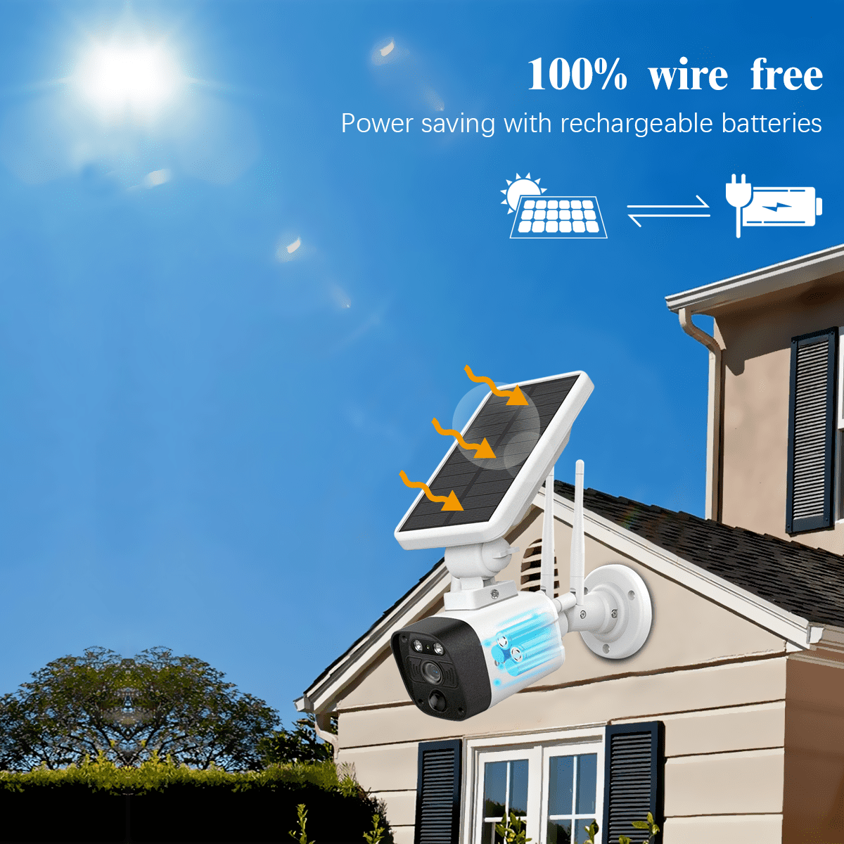 {4.0Megapixel & 100% Wire Free} 2-Way Audio Solar Security Camera Outdoor Wireless Solar Powered Wireless Camera with Rechargeable Battery, WiFi Home Surveillance Camera - Image 10
