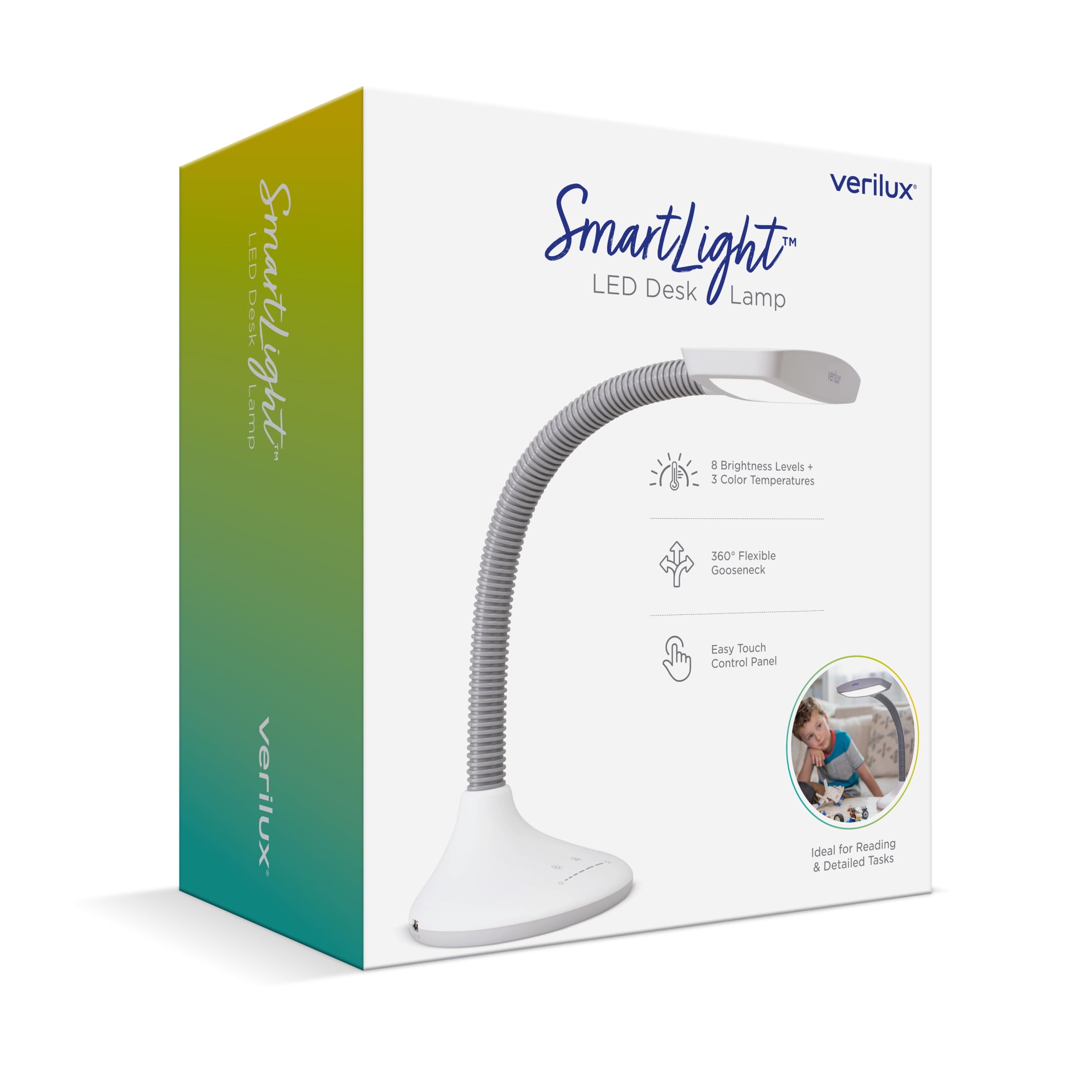 Verilux SmartLight Full Spectrum LED Desk Lamp with Adjustable Brightness, Flexible Gooseneck and Integrated USB Charging Port - Reduces Eye Strain and Fatigue - Ideal for Readers, Artists, Crafters - Image 4