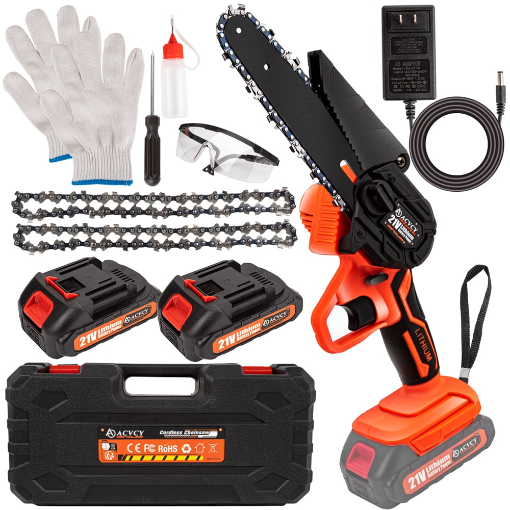 6" Mini Chainsaw with 2 pcs 2000mAh Batteries 2 Chains with Safety Lock,6 Inch Cordless Handheld Chain Saw for Wood Cutting Tree Trimming - Image 5