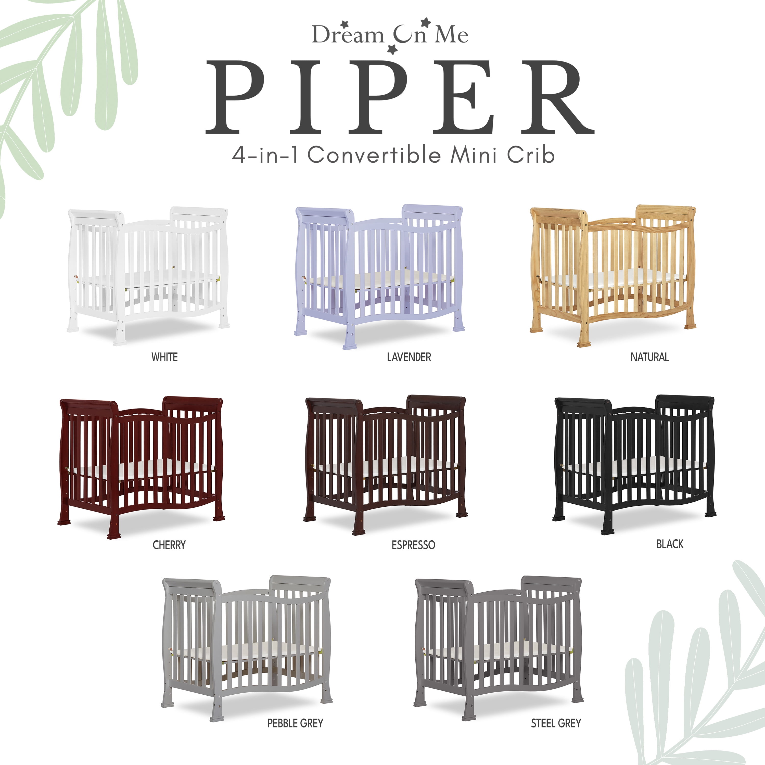 Dream On Me Piper 4-in-1 Convertible Mini Crib, Black - Image 7