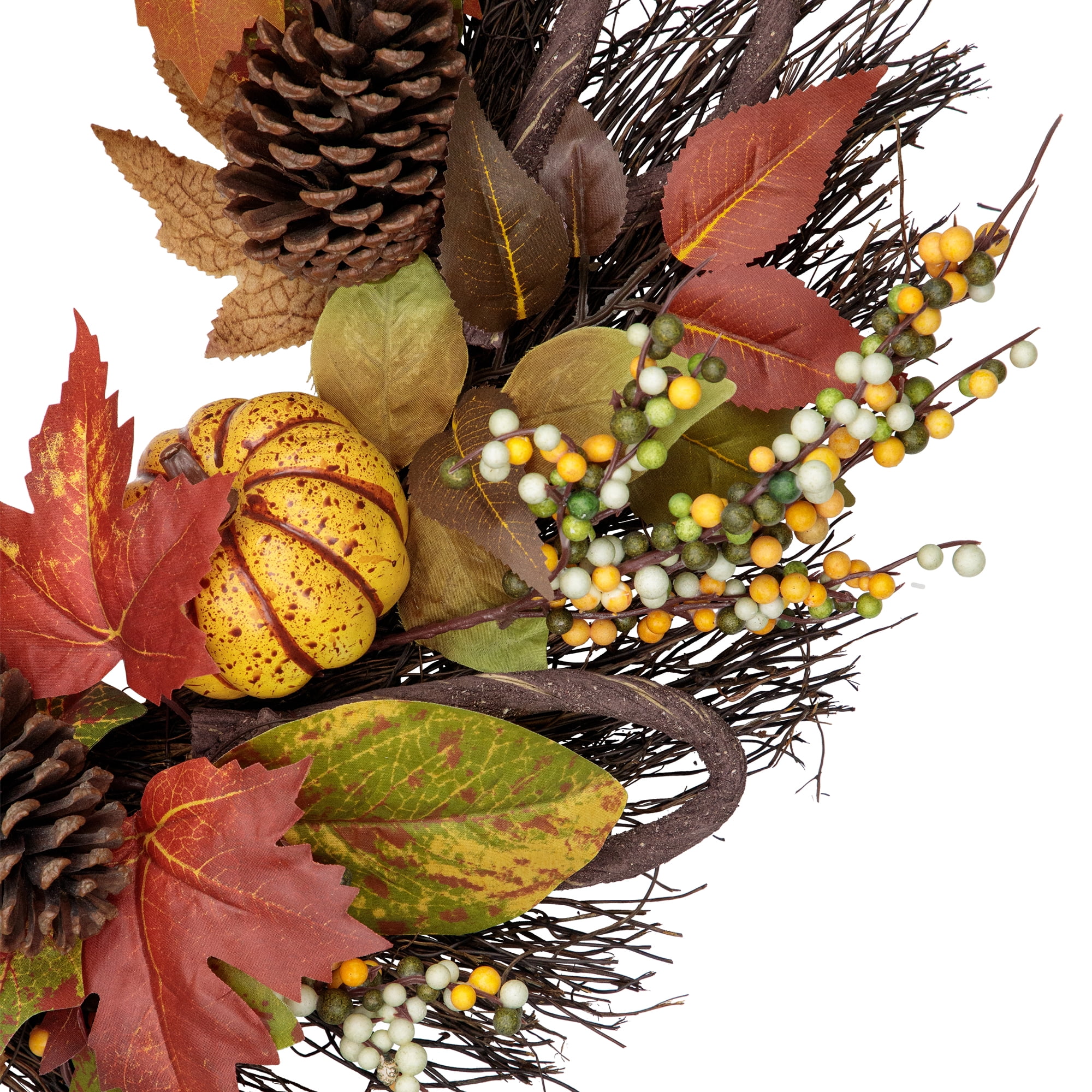 Northlight Sunflower, Pumpkin, Foliage and Pine Cone Fall Harvest Wreath - 24 inch, Unlit - Image 5