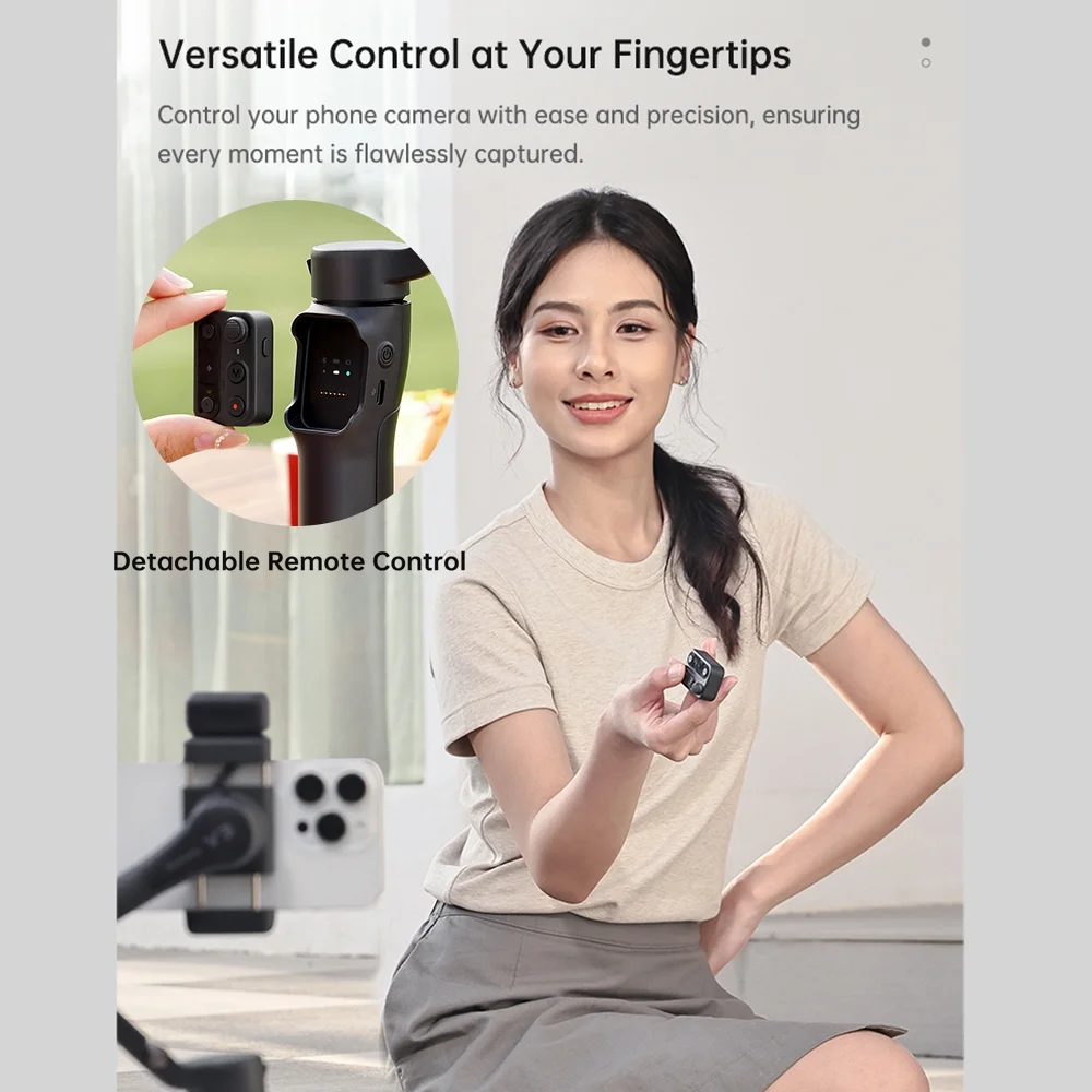 Hohem iSteady V3 Gimbal Stabilizer for Smartphone, Phone Gimbal with Magnetic AI Tracker, Built-in Extension Rod, Tripod, Fill Light, Phone Stabilizer for Video Recording, YouTube, White - Image 8