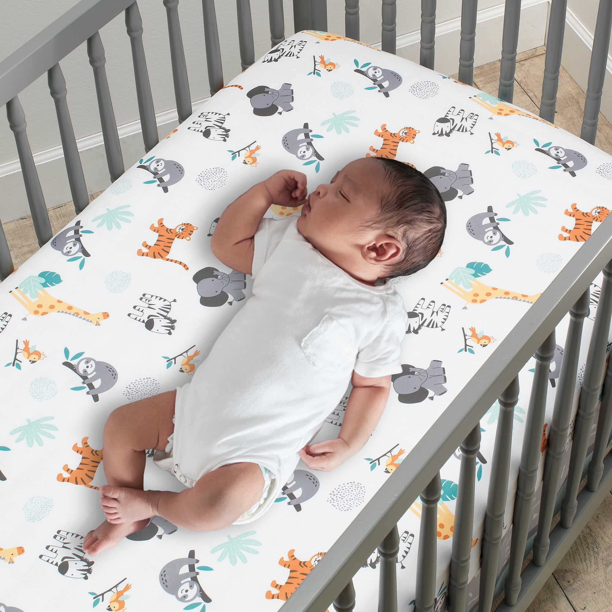 Bedtime Originals Mighty Jungle Animals 3-Piece Baby Nursery Crib Bedding Set - Image 4