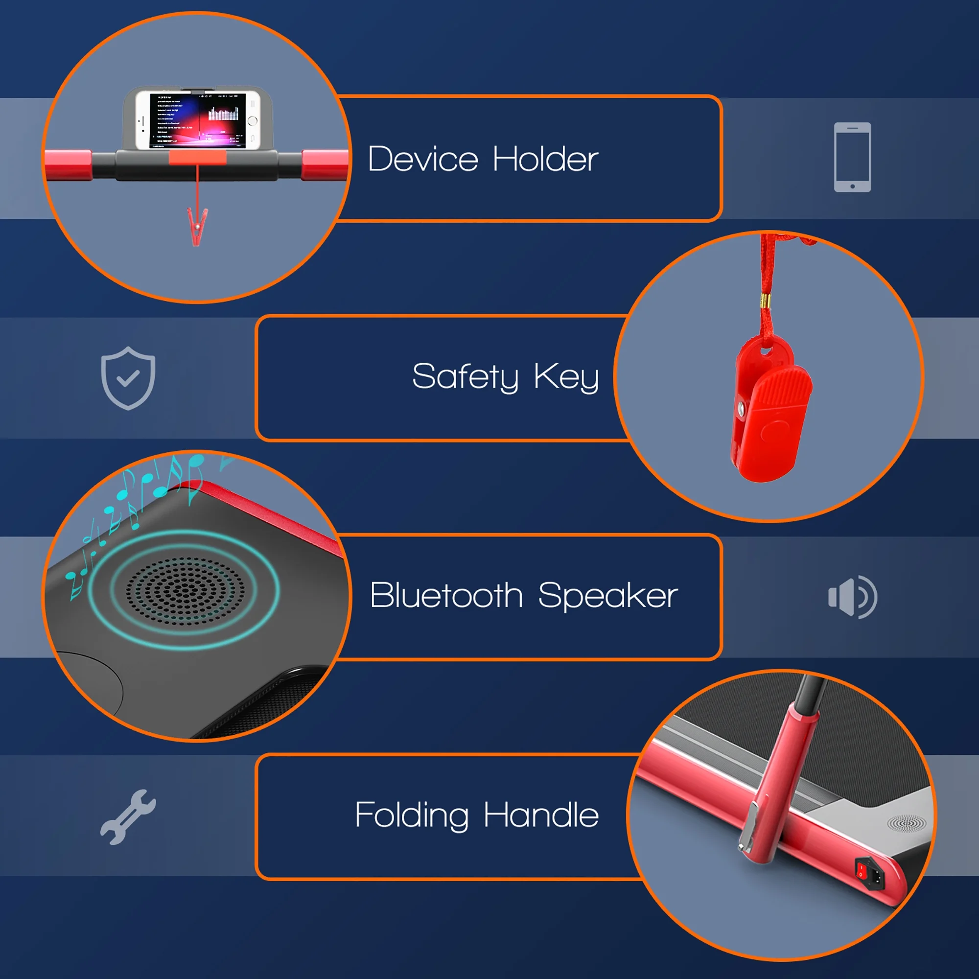 Superfit Up To 7.5MPH 2.25HP 2 in 1 Folding Under Desk Treadmill W/ Speaker Remote Control APP, Single Display Screen Red - Image 3