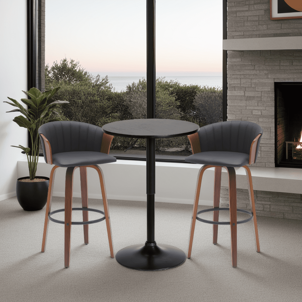 Armen Living Bentley Modern Swivel Adjustable Height Pub Table in Black Wood and Metal - Image 6