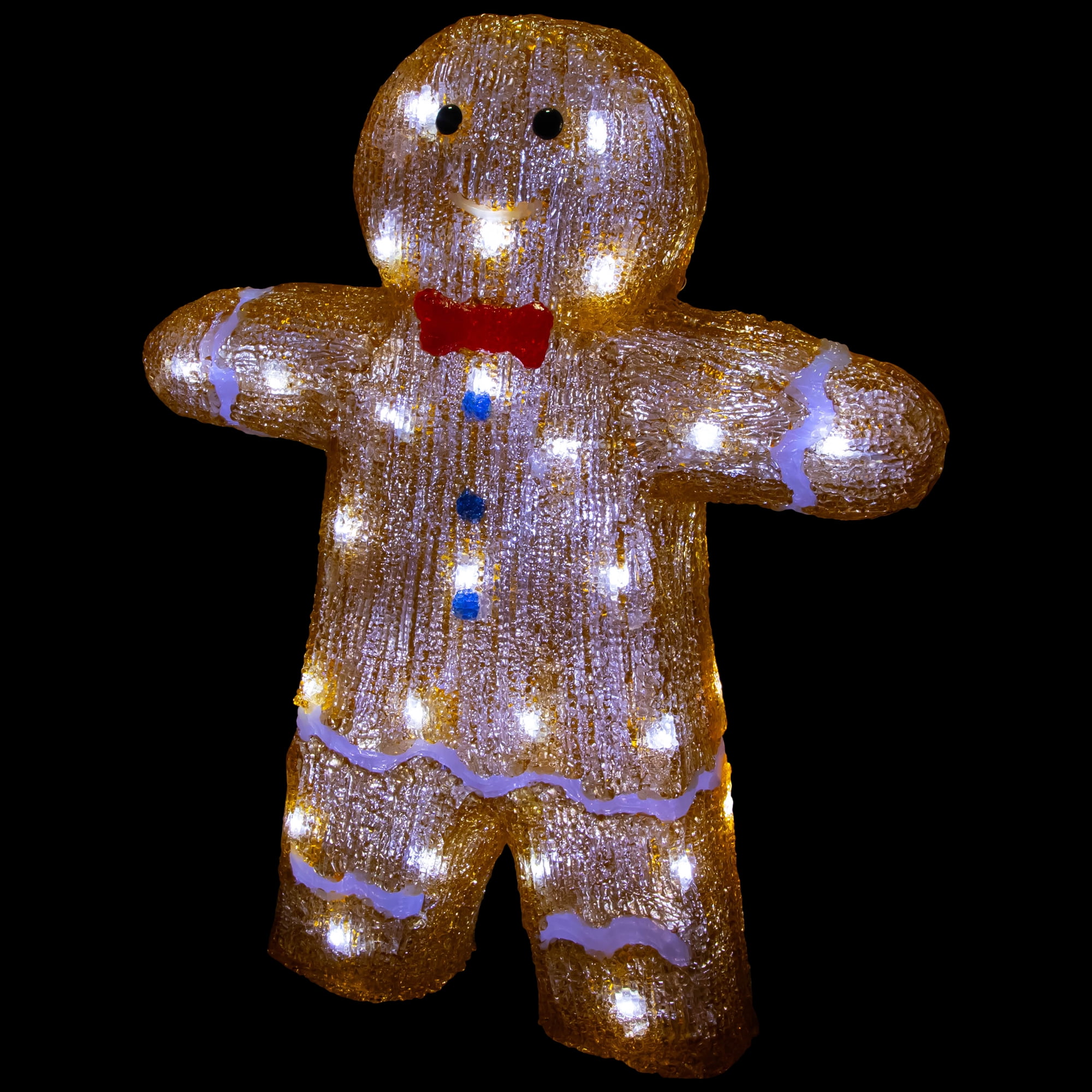 Northlight 16" LED Lighted Acrylic Gingerbread Man with Bow Tie Christmas Decoration - Image 4