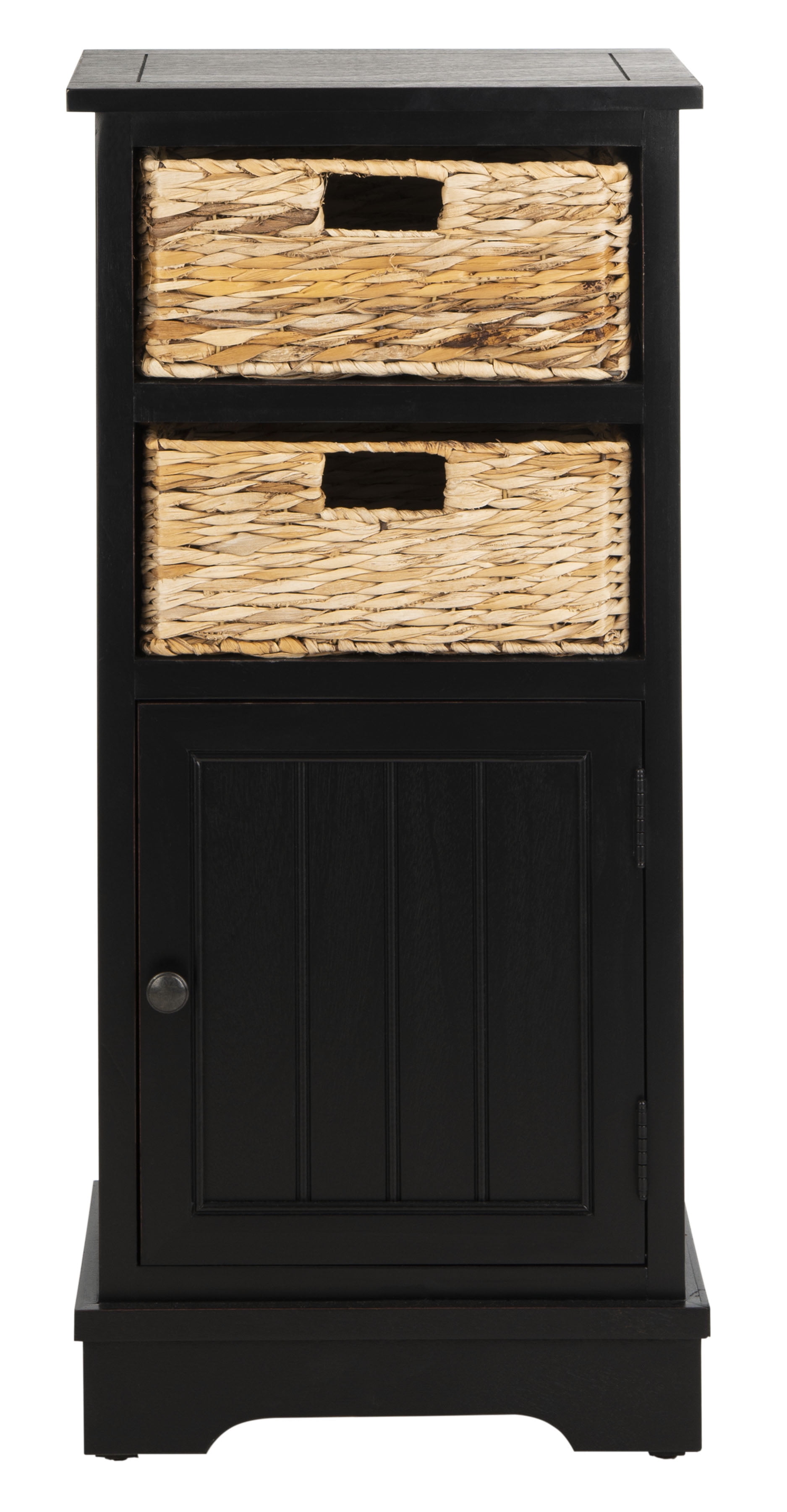 SAFAVIEH Connery Solid Nautical 2 Wicker Basket Storage Cabinet, Distressed Black - Image 2