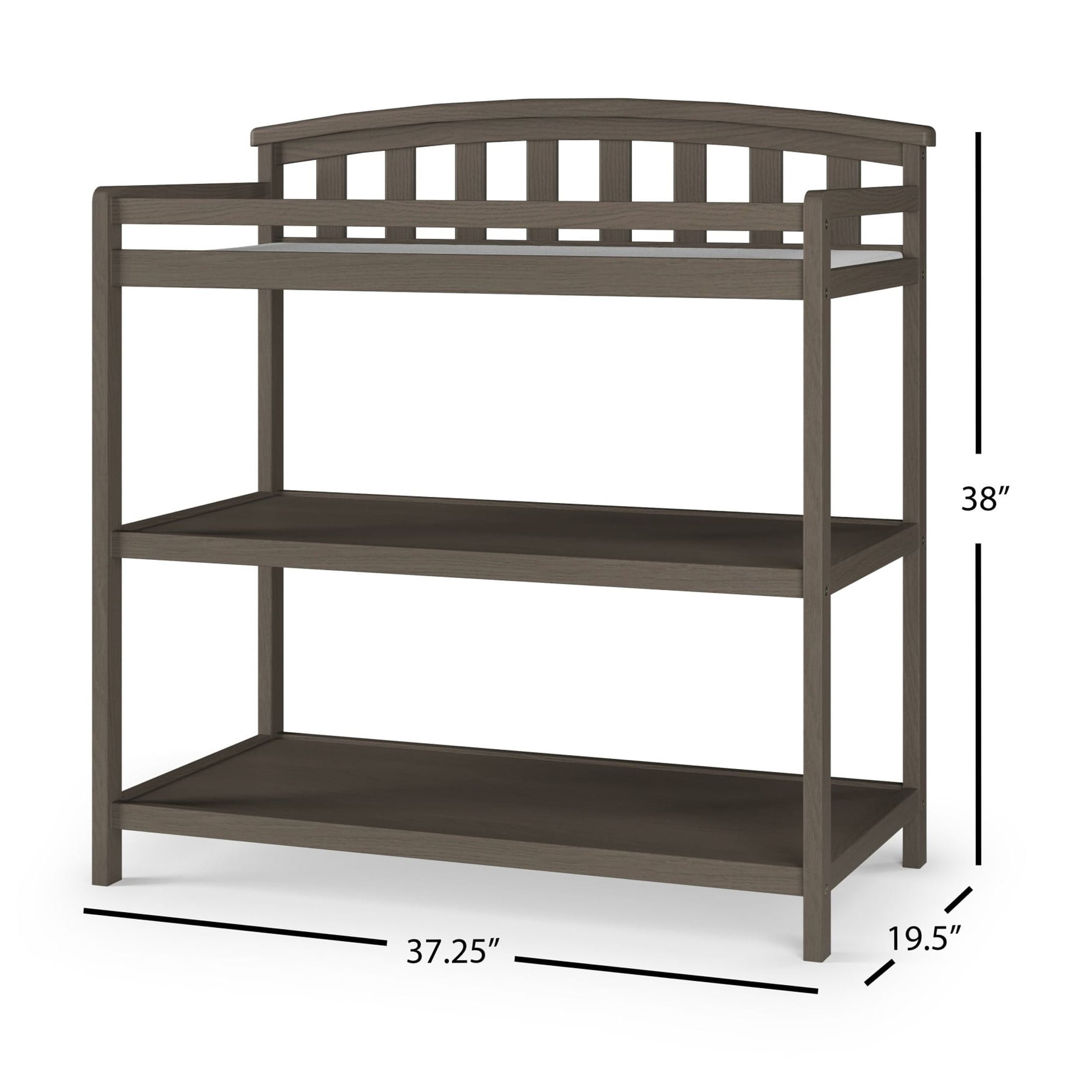 Child Craft Curve Top Changing Table with Pad & Strap, 2 Storage Shelves, Anti-Tip Kit, Dapper Gray - Image 6