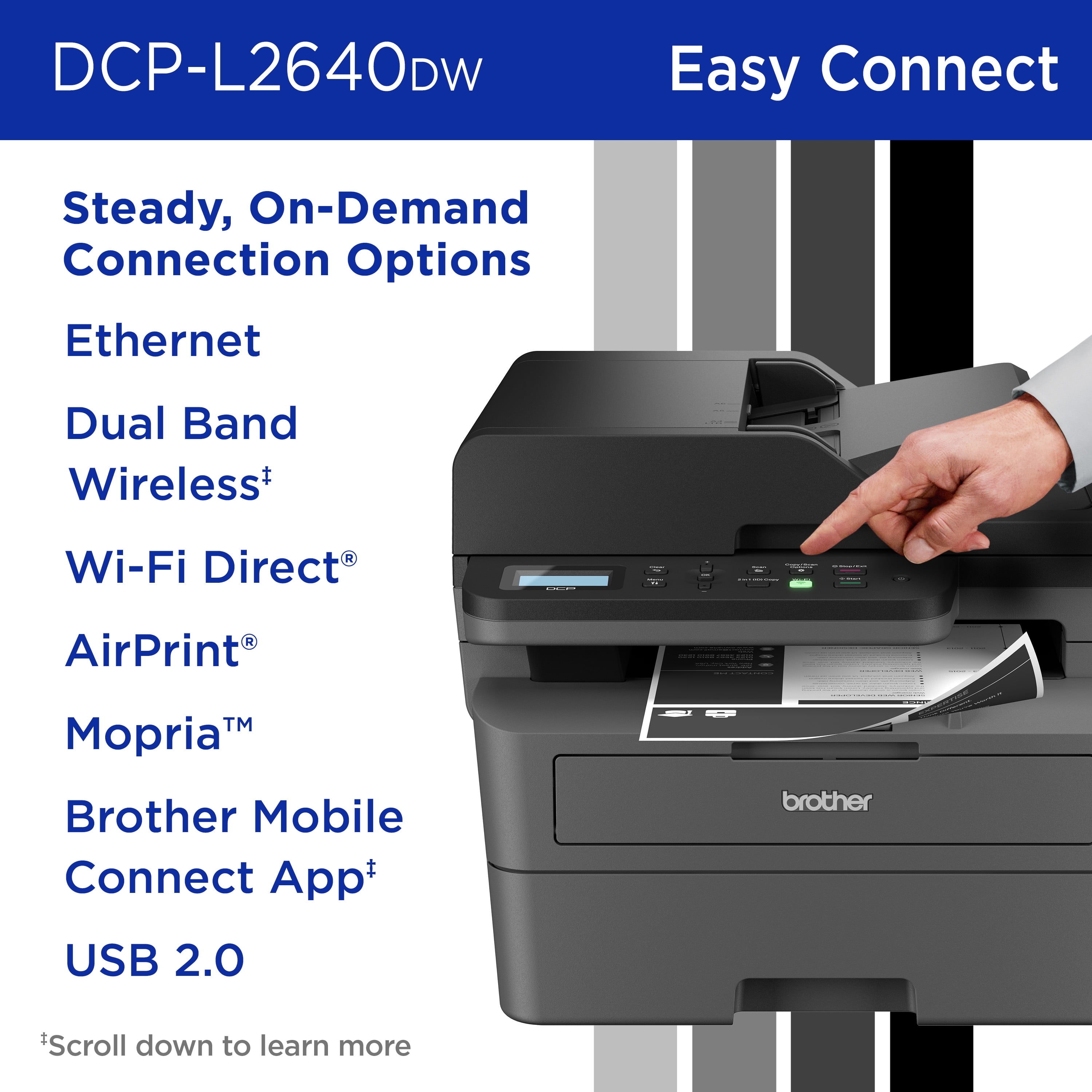 Brother Wireless DCP-L2640DW Compact Monochrome Multi-Function Laser Printer with Print, Copy and Scan, Duplex and Mobile Printing - Image 3