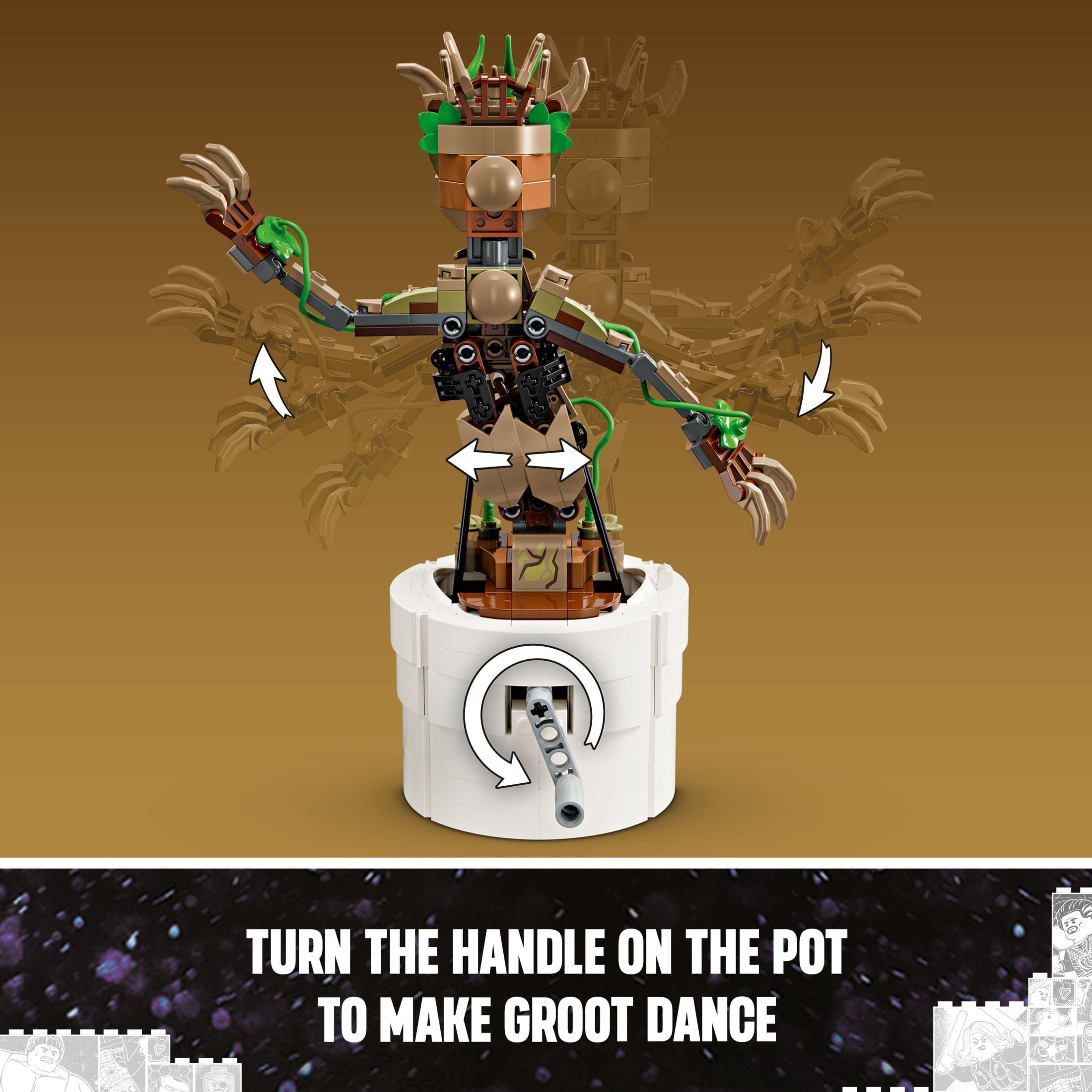 LEGO Marvel Dancing Groot, Birthday Gift for Kids, Guardians of the Galaxy Toy, Buildable Marvel Gift, 76297 - Image 7