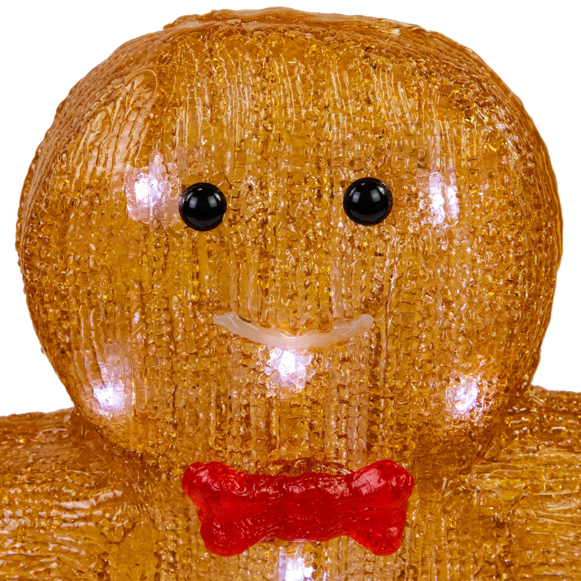 Northlight 16" LED Lighted Acrylic Gingerbread Man with Bow Tie Christmas Decoration - Image 7