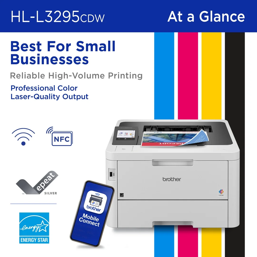 Brother HL-L3295CDW Wireless Compact Digital Color Printer with Laser Quality Output, Duplex, NFC and Mobile Printing & Ethernet - Image 3