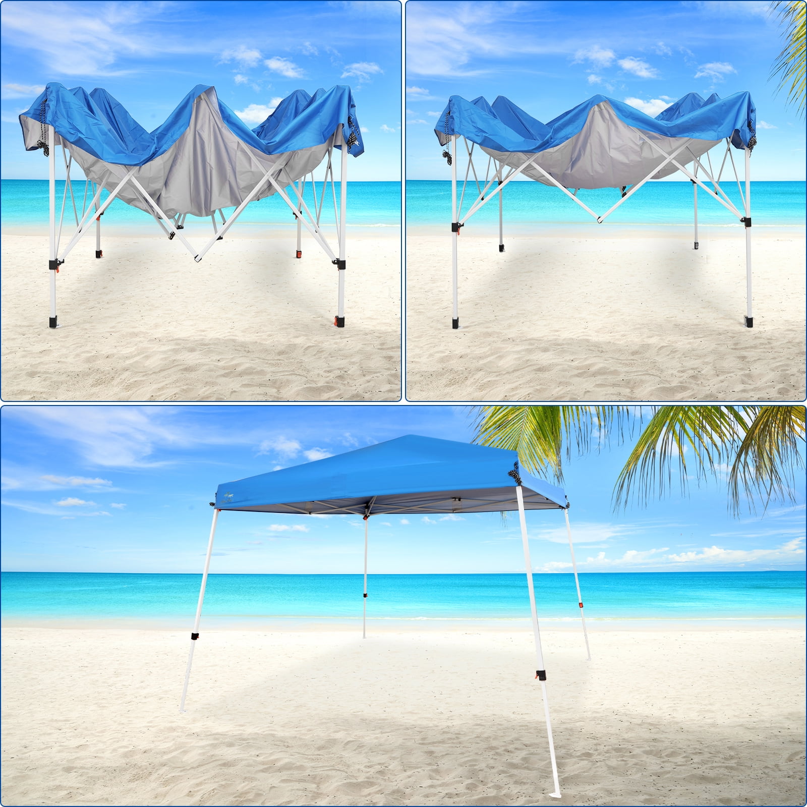 Abba Patio 10'x10' Slant Leg Outdoor Canopy, Waterproof Pop up Canopy w/ Carry Bag, Blue (2 Wheels) - Image 7