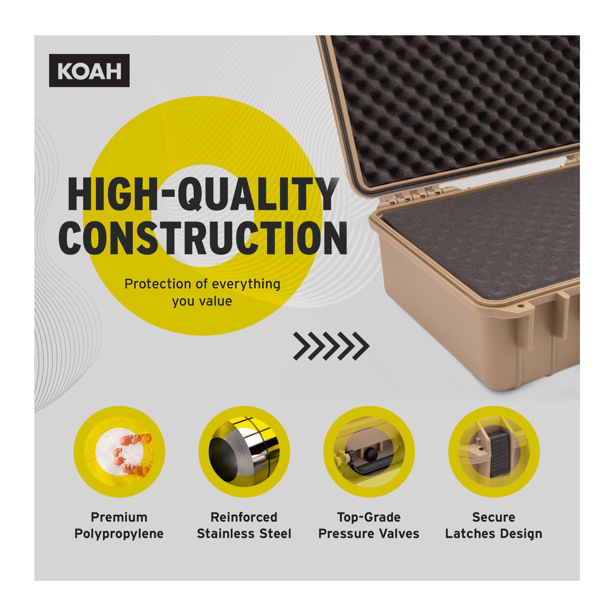 Koah Weatherproof Hard Case with Customizable Foam (18 x 14 x 7 Inch) - (2-Pack) - Image 7