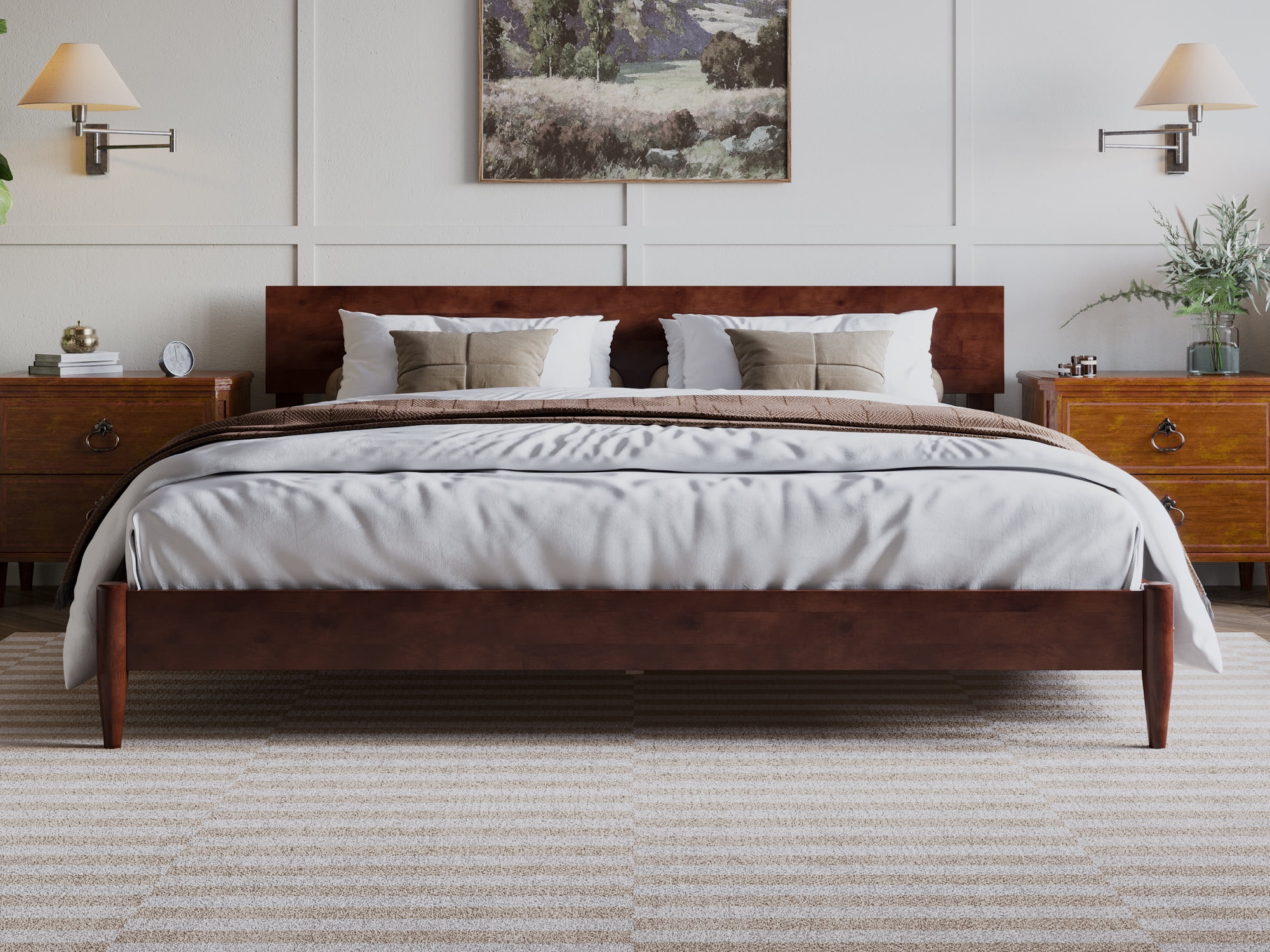 AFI Aria King Modern Solid Wood Low Profile Platform Bed, Walnut - Image 11