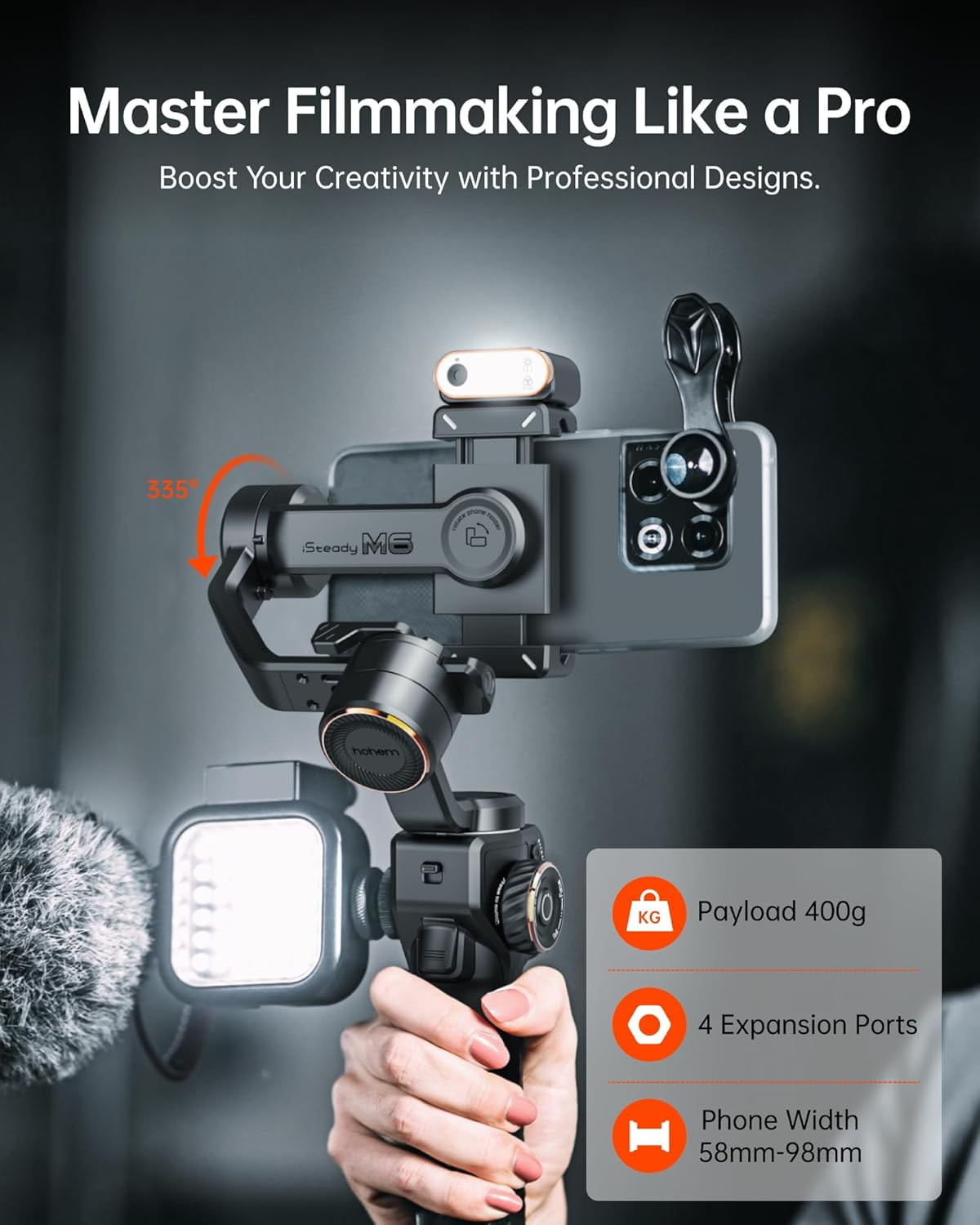 hohem iSteady M6 Kit 3- Smartphone Gimbal Stabilizer with AI Vision Sensor & with Tripod, Magnetic Design, Portable and Foldable for video recording - Image 6
