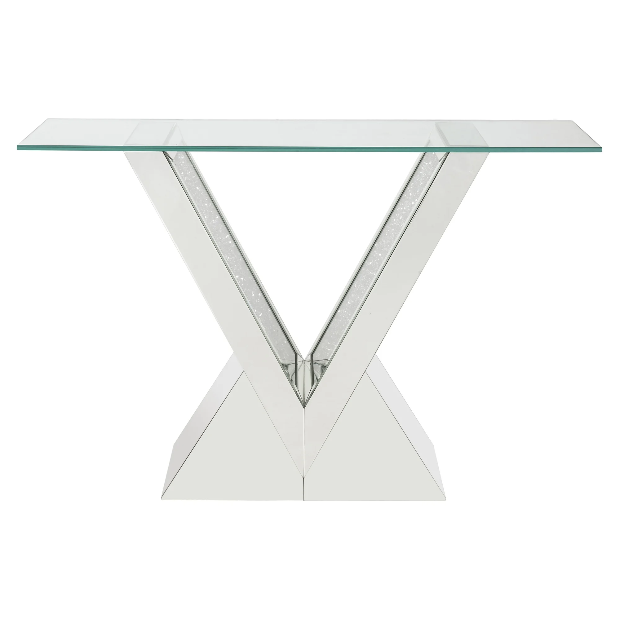 ACME Noralie Rectangular Console Table in Clear and Mirrored - Image 3