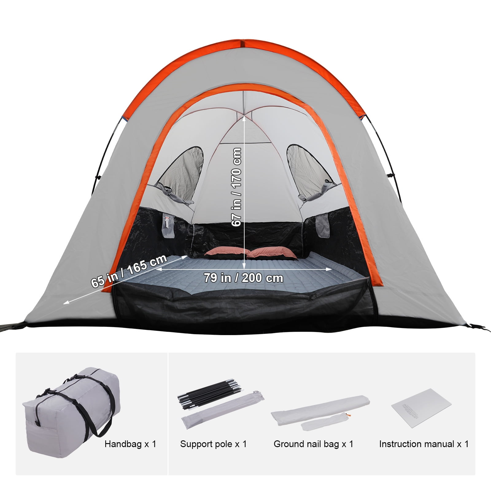 VEVOR Truck Tent 6.4'-6.7' Waterproof Spacious Pickup Truck Bed Tent with Rainfly Carry Bag for Camping Traveling Outdoor - Image 8