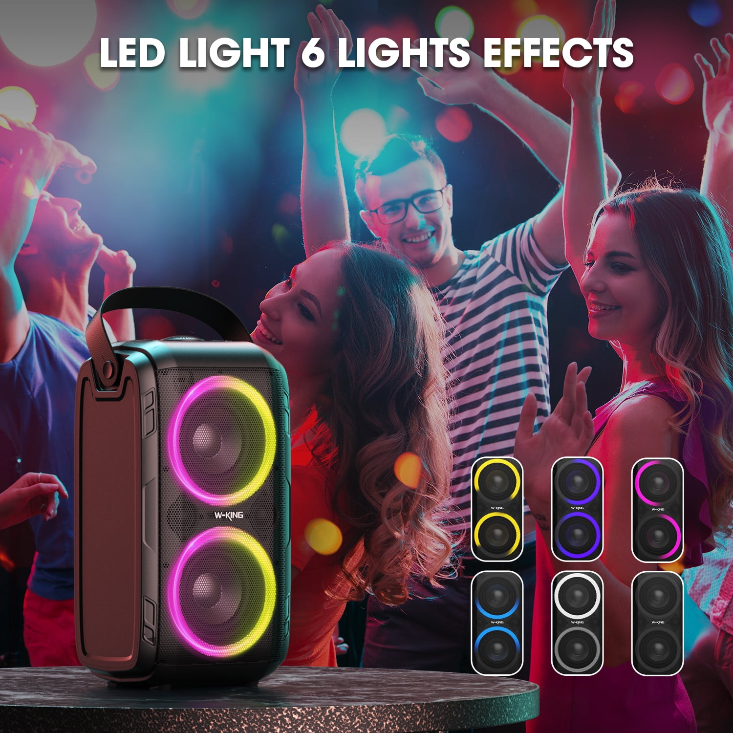 Bluetooth Speaker, W-King 80W Party Speaker Loud with Multi-Colors Light, Supports Bluetooth 5.0 - Image 9