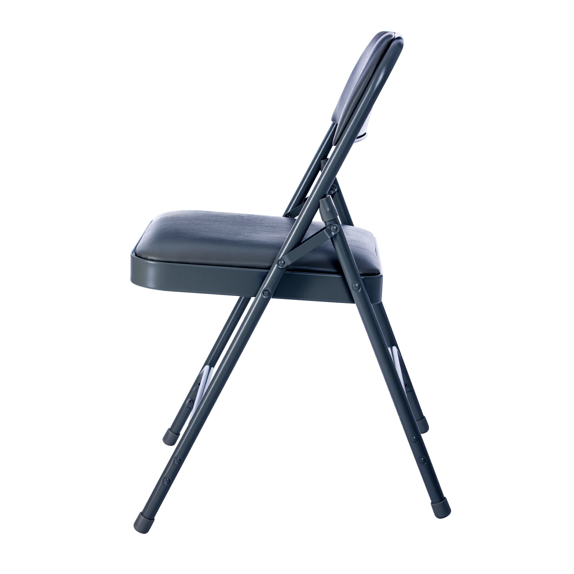 Hampden Furnishings Bernadine Collection Vinyl Folding Chair, Midnight Blue, Pack of 4 - Image 3