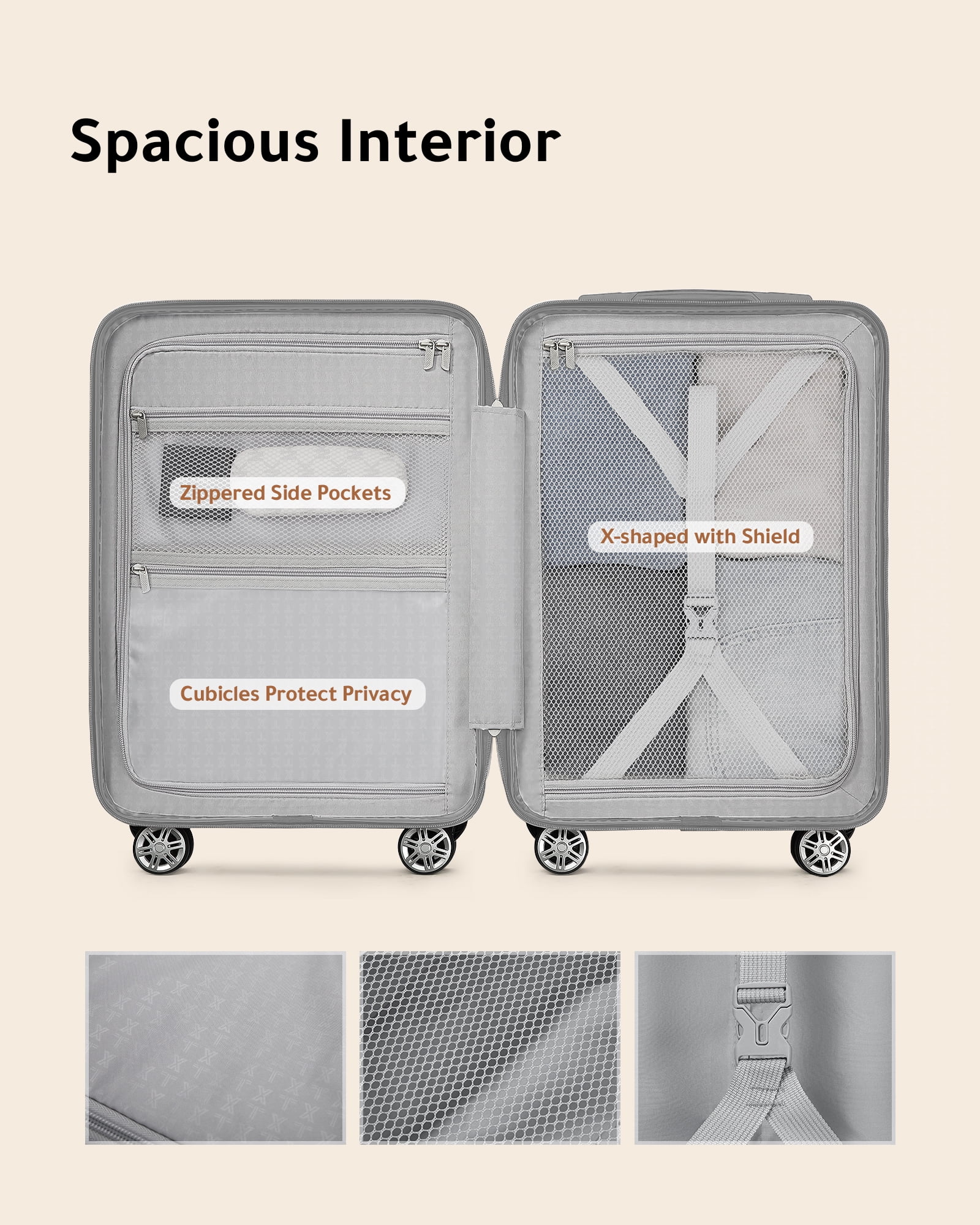 YOETEY Carry on Luggage, Hardside PC Expandable Suitcase 22x14x19 with Wheels for Adult 20 inch - Image 8