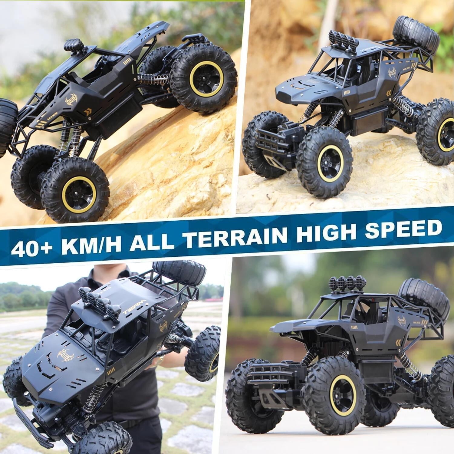 4DRC 1:12 Rc Car,off Road Truck Remote Control Car Metal Shell 2.4G 4WD Dual Motors, with 2 Batteries Black - Image 12