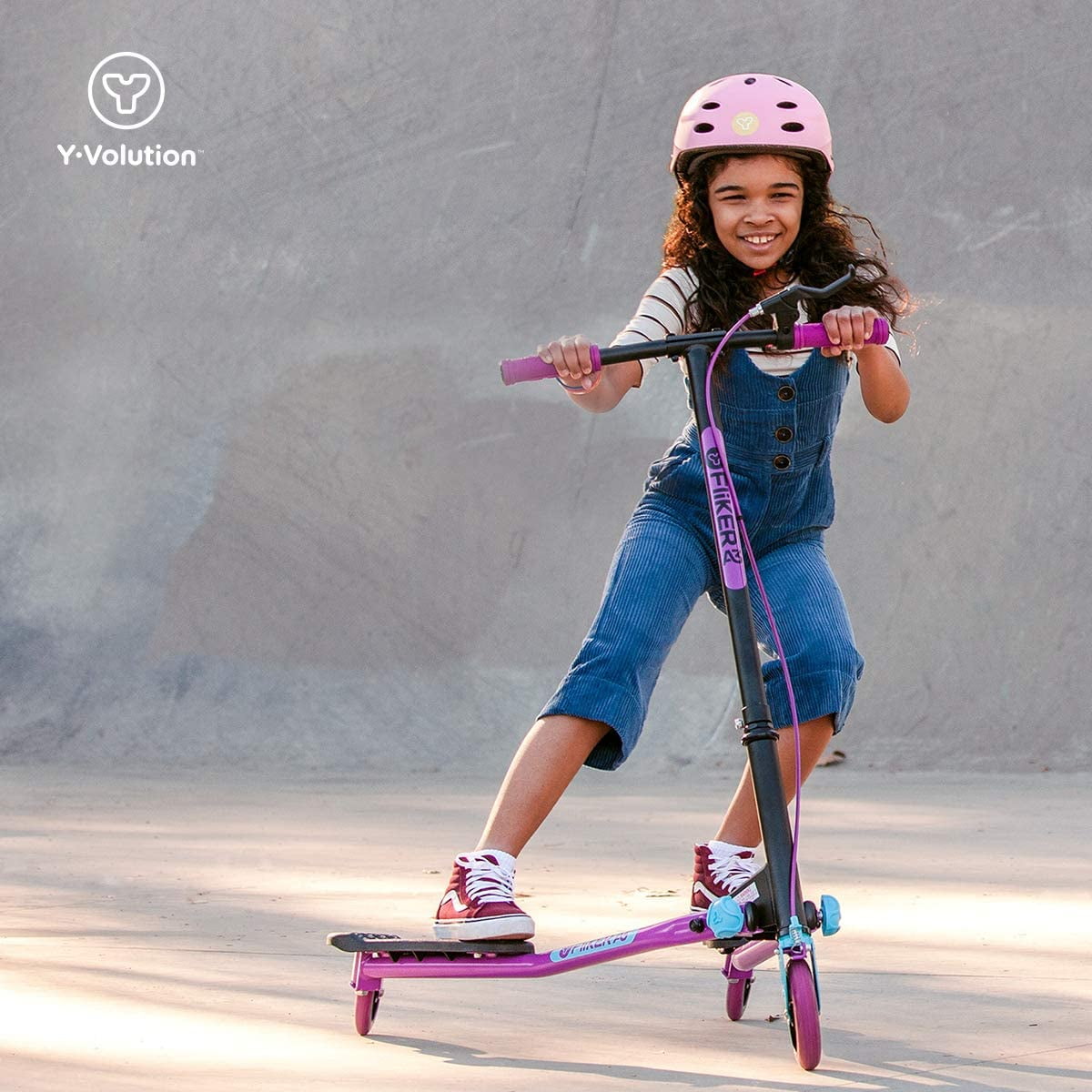 Yvolution Fliker Air A3 Kids 3 Wheels Drift Wiggle Scooter for Boys and Girls Ages 7+ Years (Purple) - Image 4