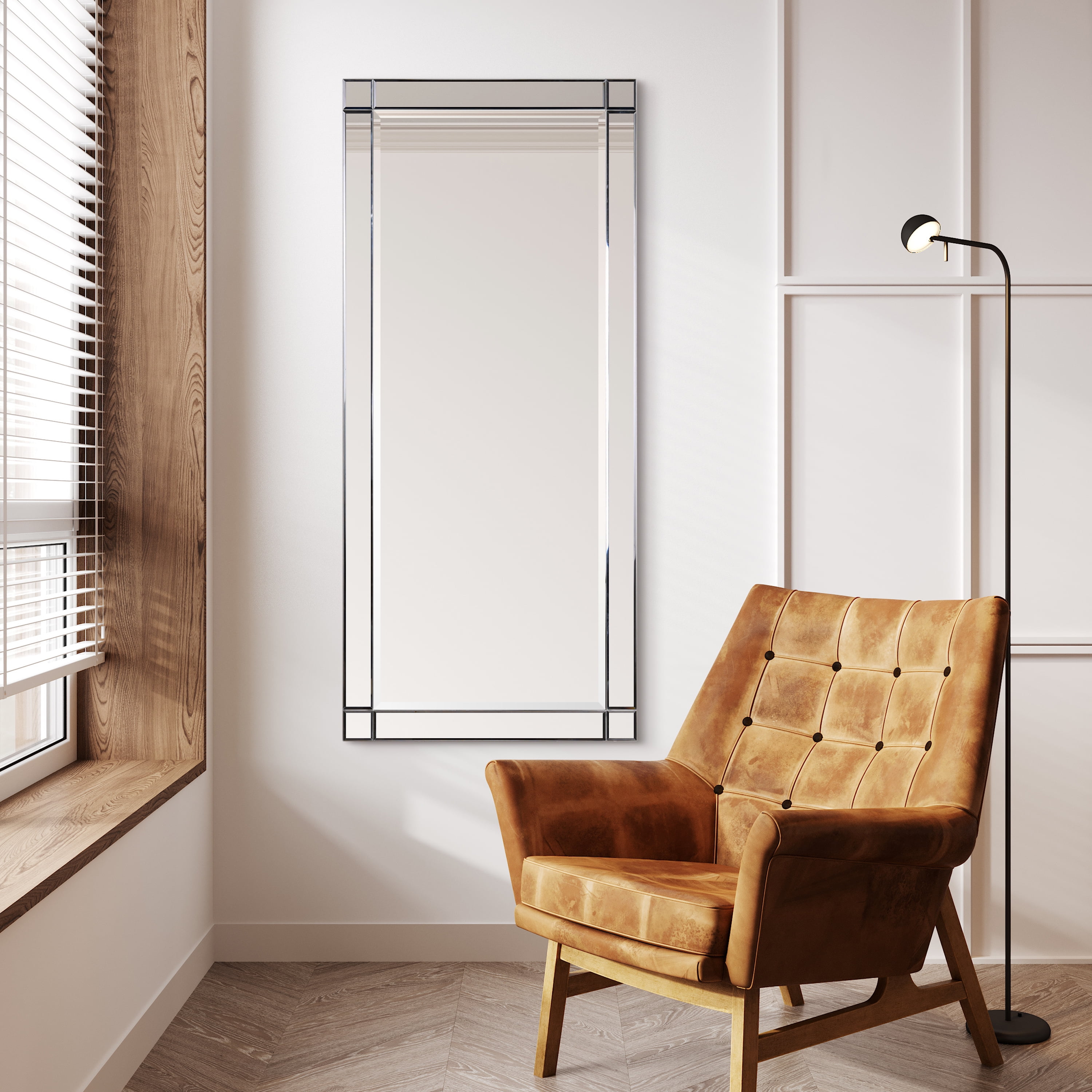 Empire Art Direct Moderno Squared Corner Beveled Rectangle Wall Mirror, 24" x 54", Ready to Hang - Image 5