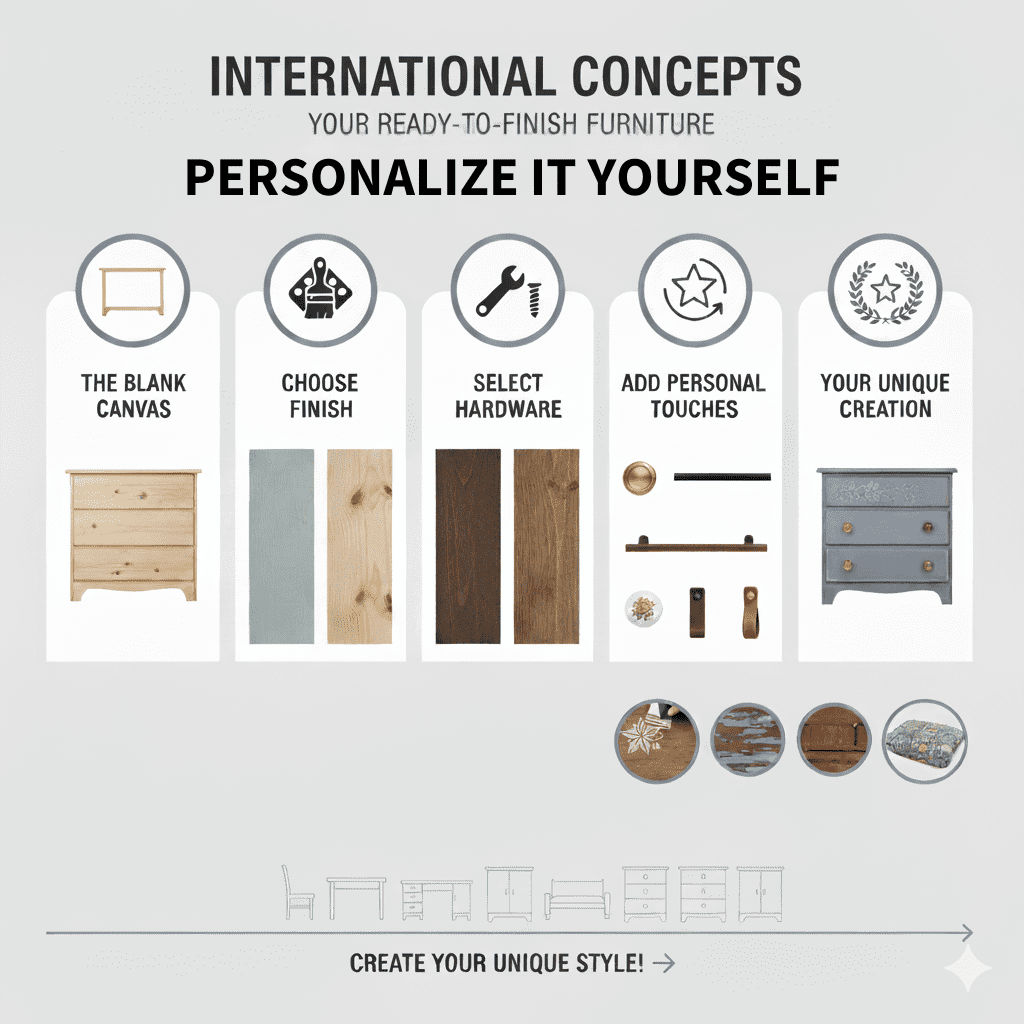 International Concepts Solid Wood Nightstand Unfinished - Image 4