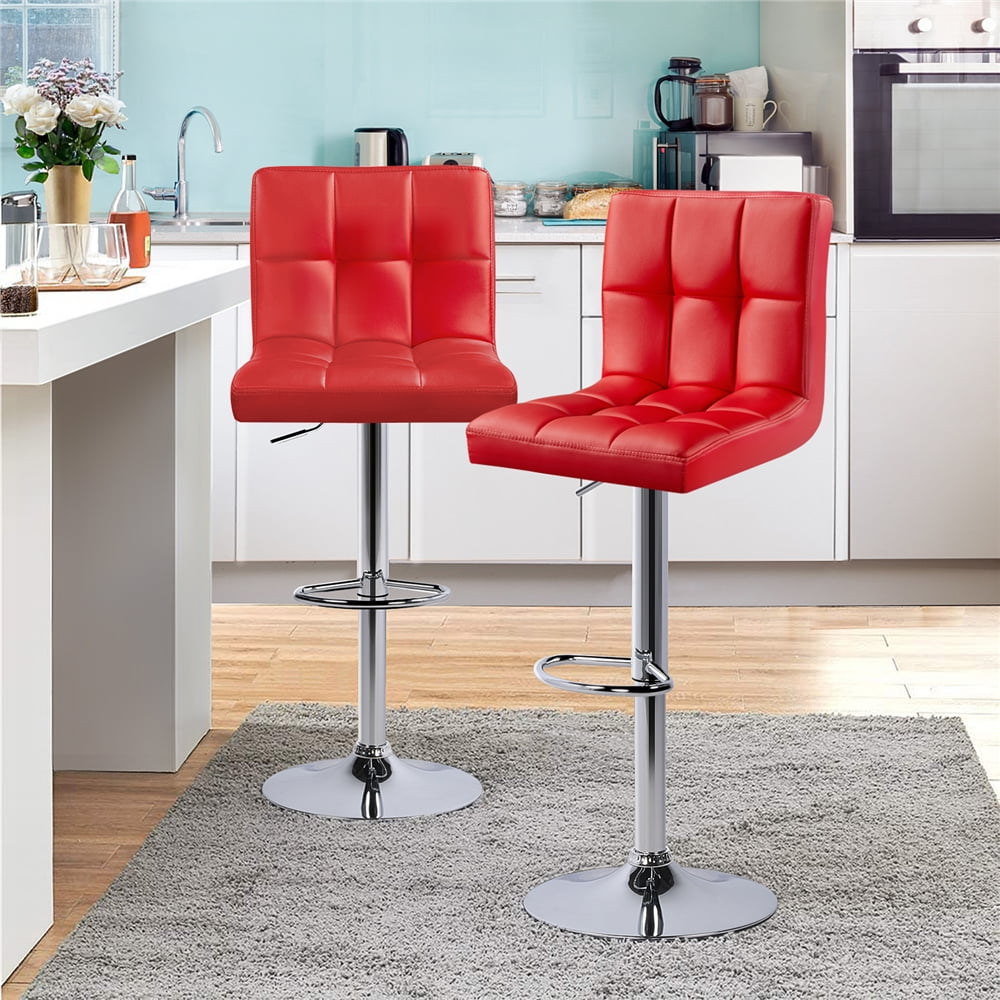 Alden Design Modern Adjustable Counter Height Bar Stools with Backrest, Set of 2, Red - Image 5