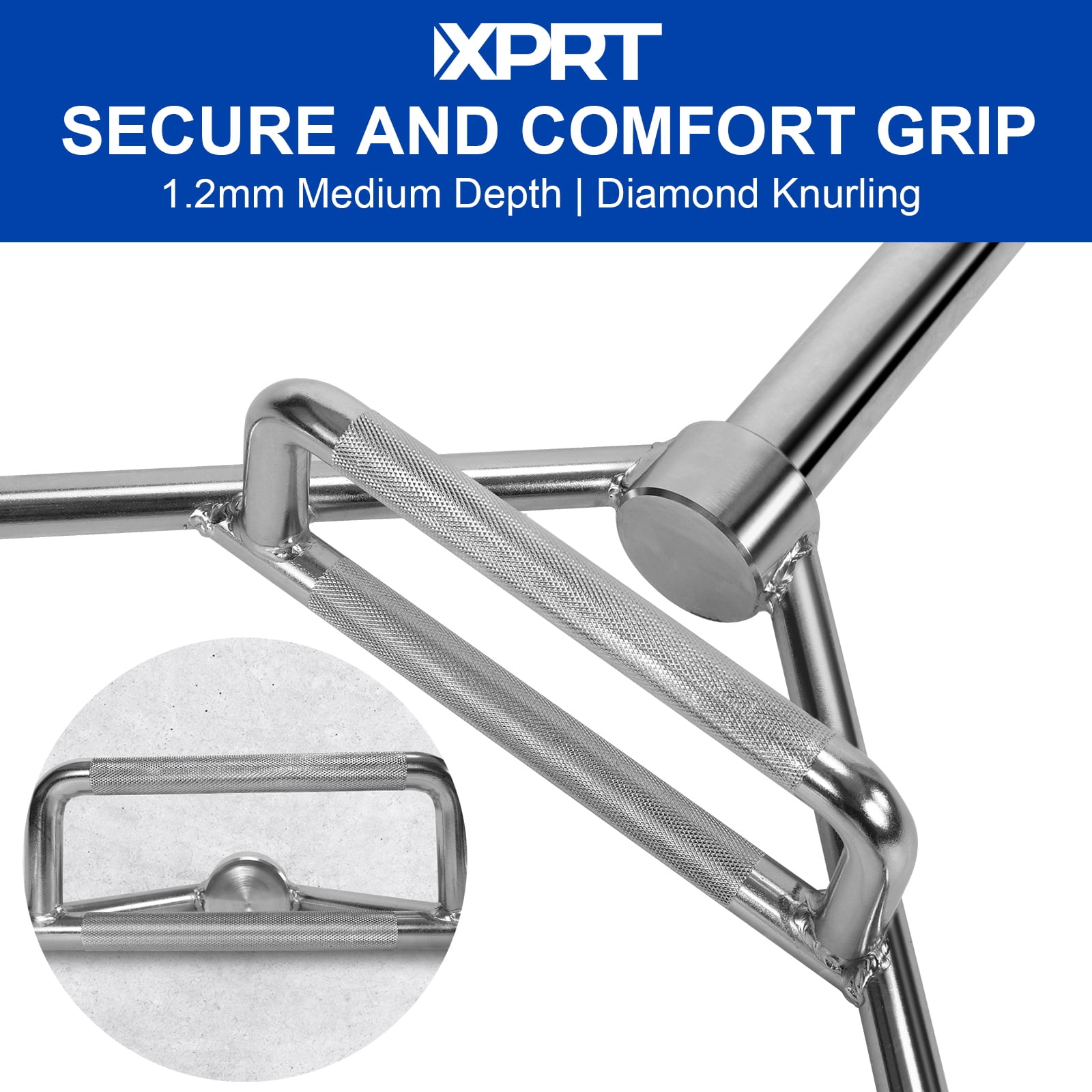 XPRT Fitness 56'' Olympic Hex Trap Barbell Deadlift Bar Rated 600lbs, Chrome coated - Image 4