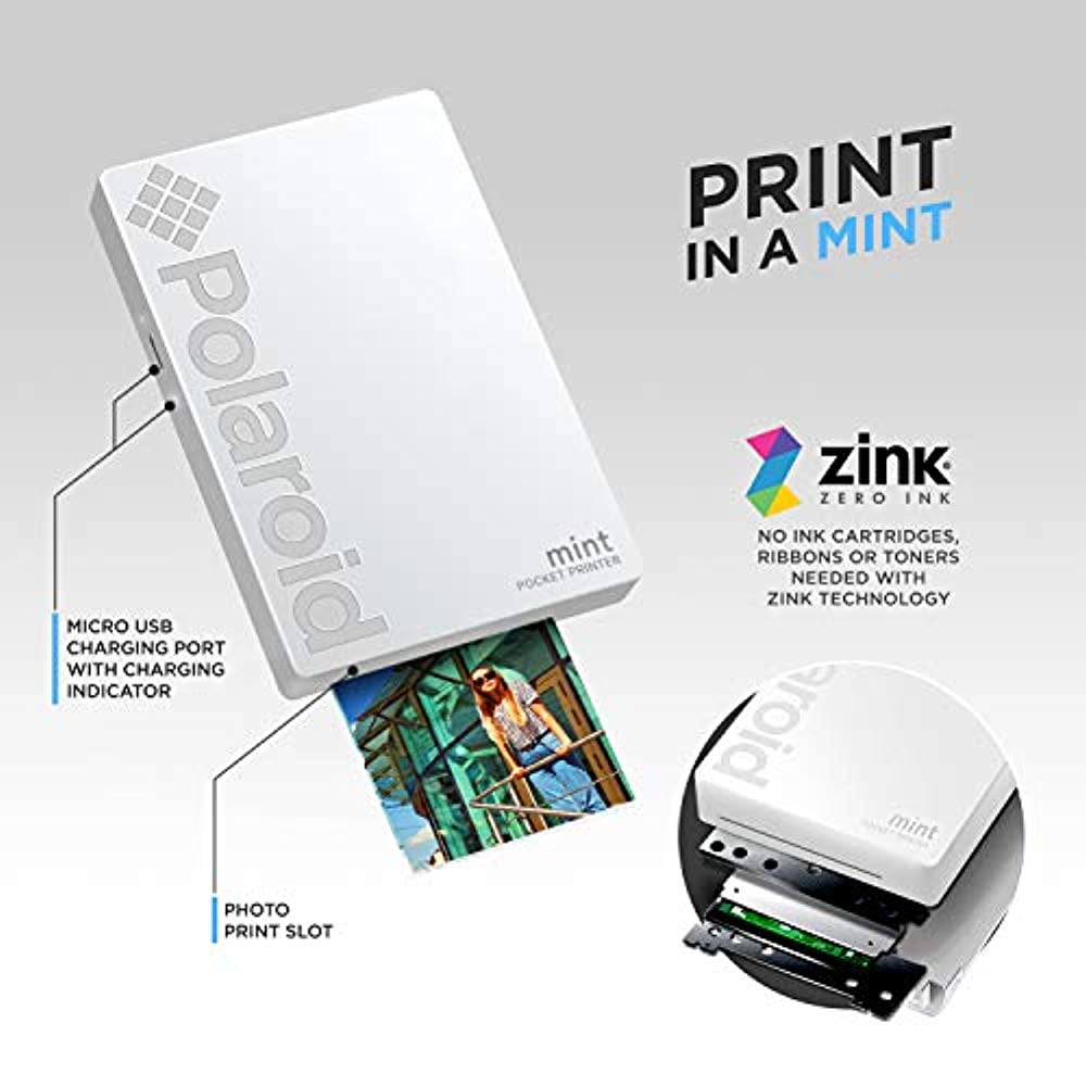 Polaroid Mint Pocket Printer with Zero Ink Printing Technology and Bluetooth Connectivity- Black - Image 7