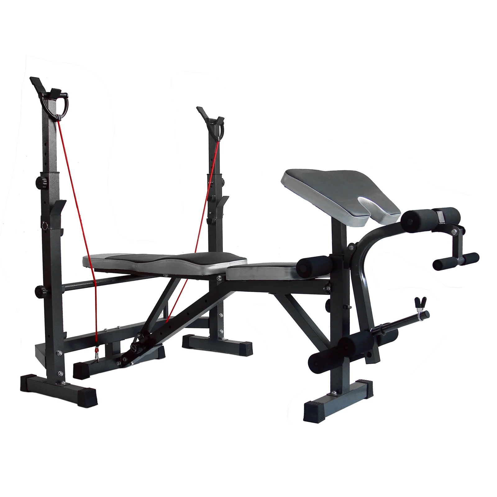 Adjustable Weight Bench Olympic Foldable Workout Bench Set with Barbell Rack & Leg Developer Preacher Curl Rack, Multi-Function Strength Training Bench Press Exercise Equipment for Home Gym - Image 3