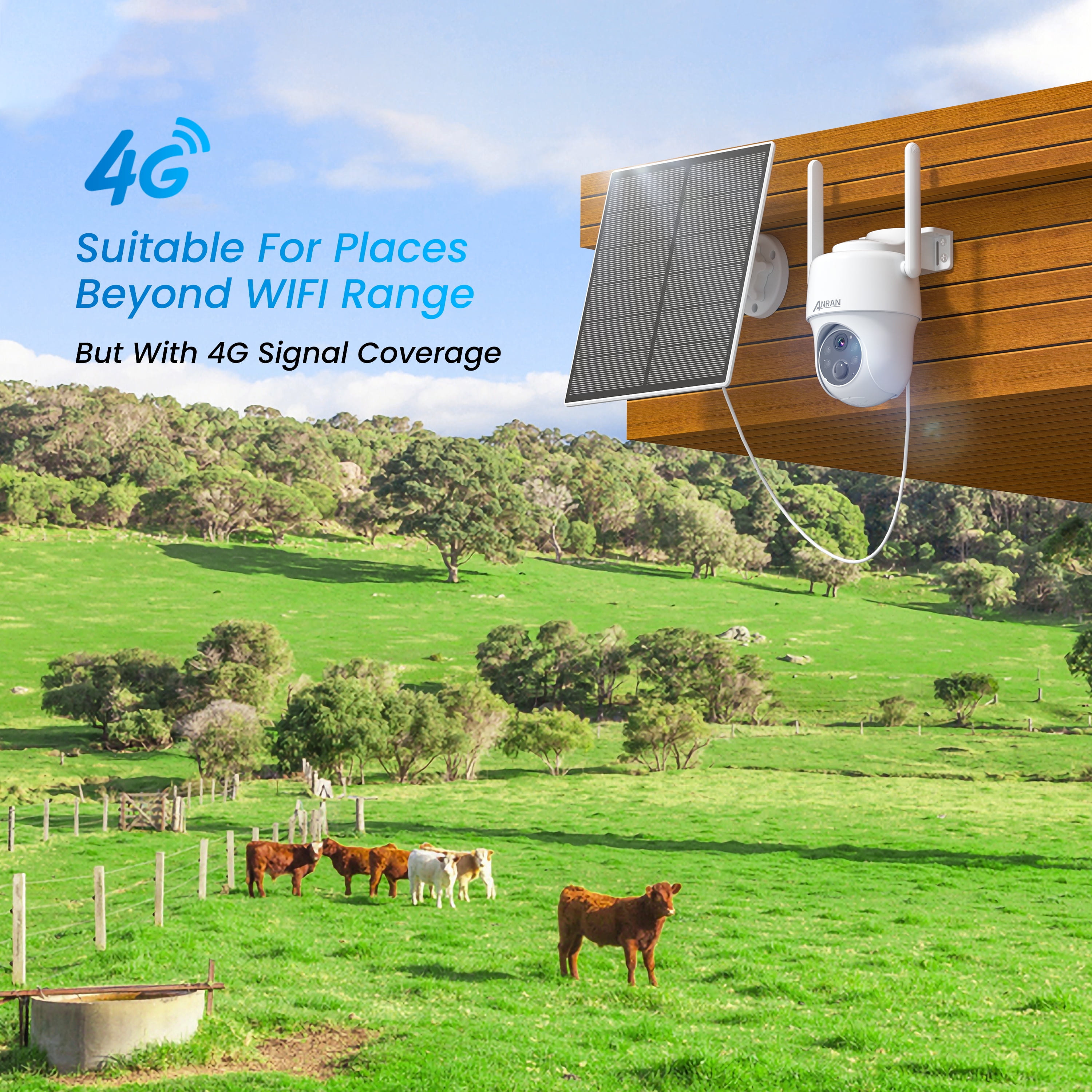 ANRAN 3/4G LTE Cellular Security Camera Outdoor Wireless, 2K Solar Cellular Camera No WiFi Needed Pan Tilt 360°View, Smart Motion Activated, SIM&SD Card Included, IP66 Waterproof, PIR Human Detection - Image 3