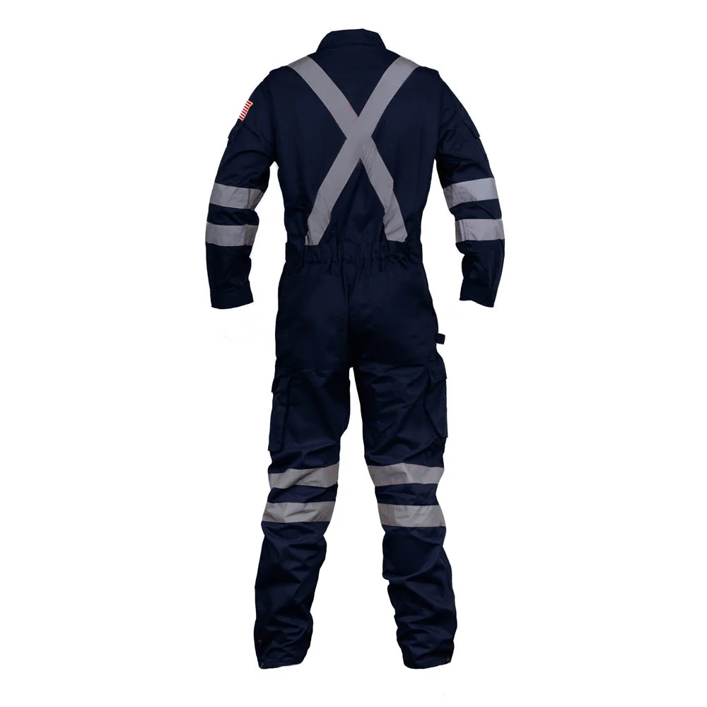 Premium High Visibility Hi Vis Coveralls with Leg Zipper (Small, Navy Blue) - Image 3