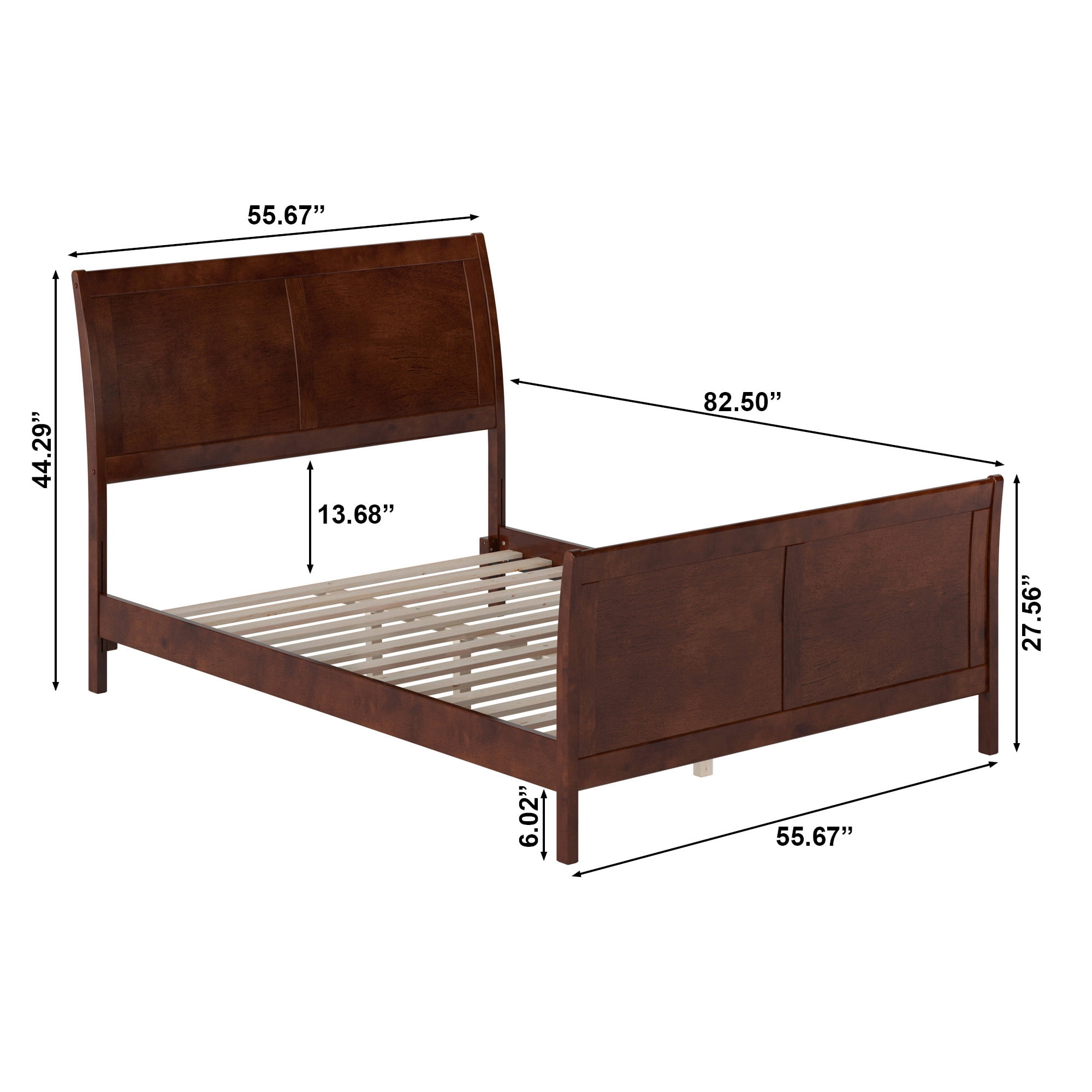 AFI Portland Full Wood Platform Bed with Sleigh Headboard and Footboard, Walnut - Image 4