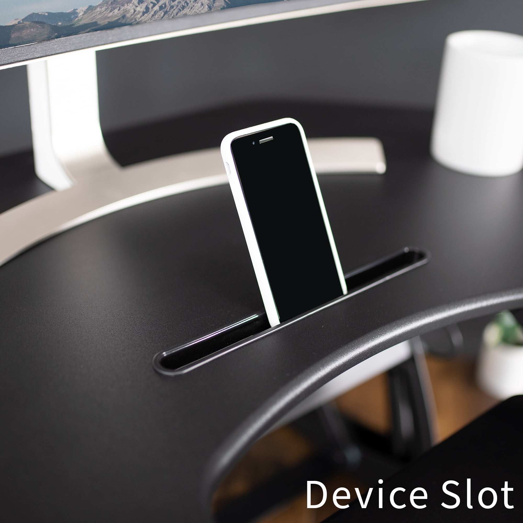 VIVO Black Corner Electric Height Adjustable Cubicle Sit to Stand Desk Riser - Image 7