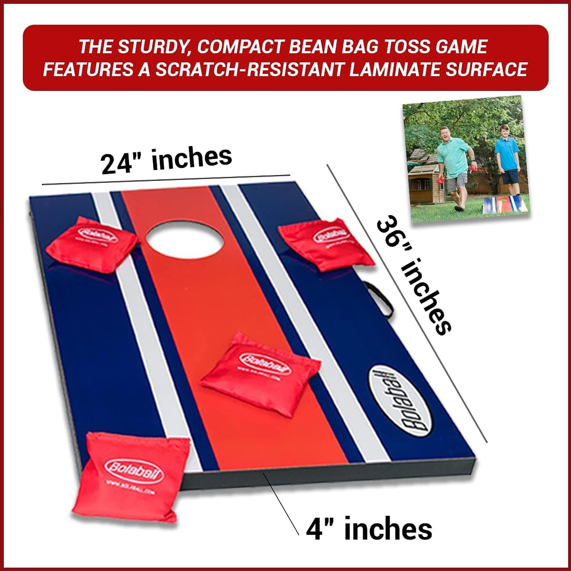 Ergode Bolaball MDF Board Bean Bag Toss Cornhole Game Set 317549 - Image 7