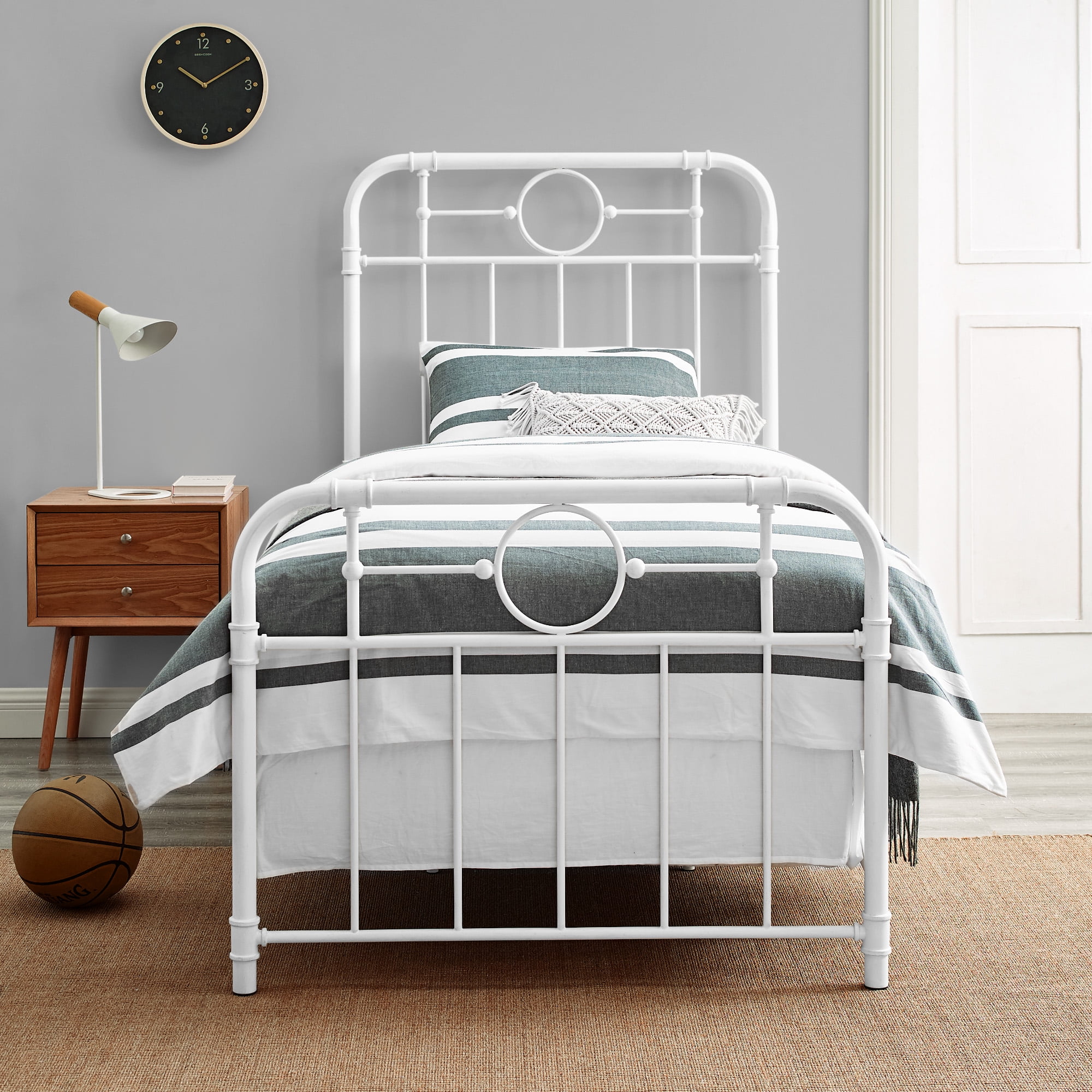 Walker Edison Vintage Industrial Twin Metal Bed Frame, White - Image 6