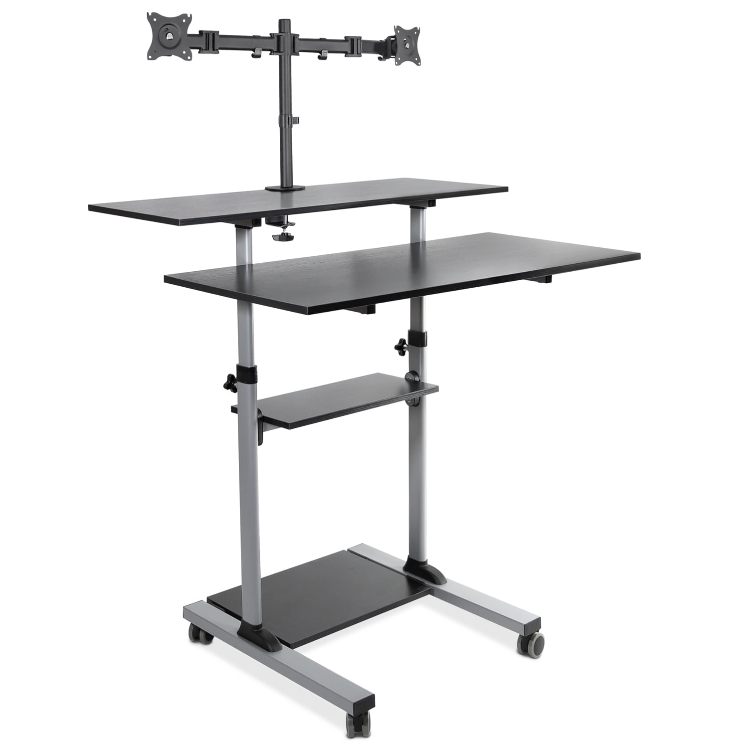 Mount-It! Standing Desk with Dual Monitor Mount | 40 inch Wide Height Adjustable, comes in 2 colors - Image 8