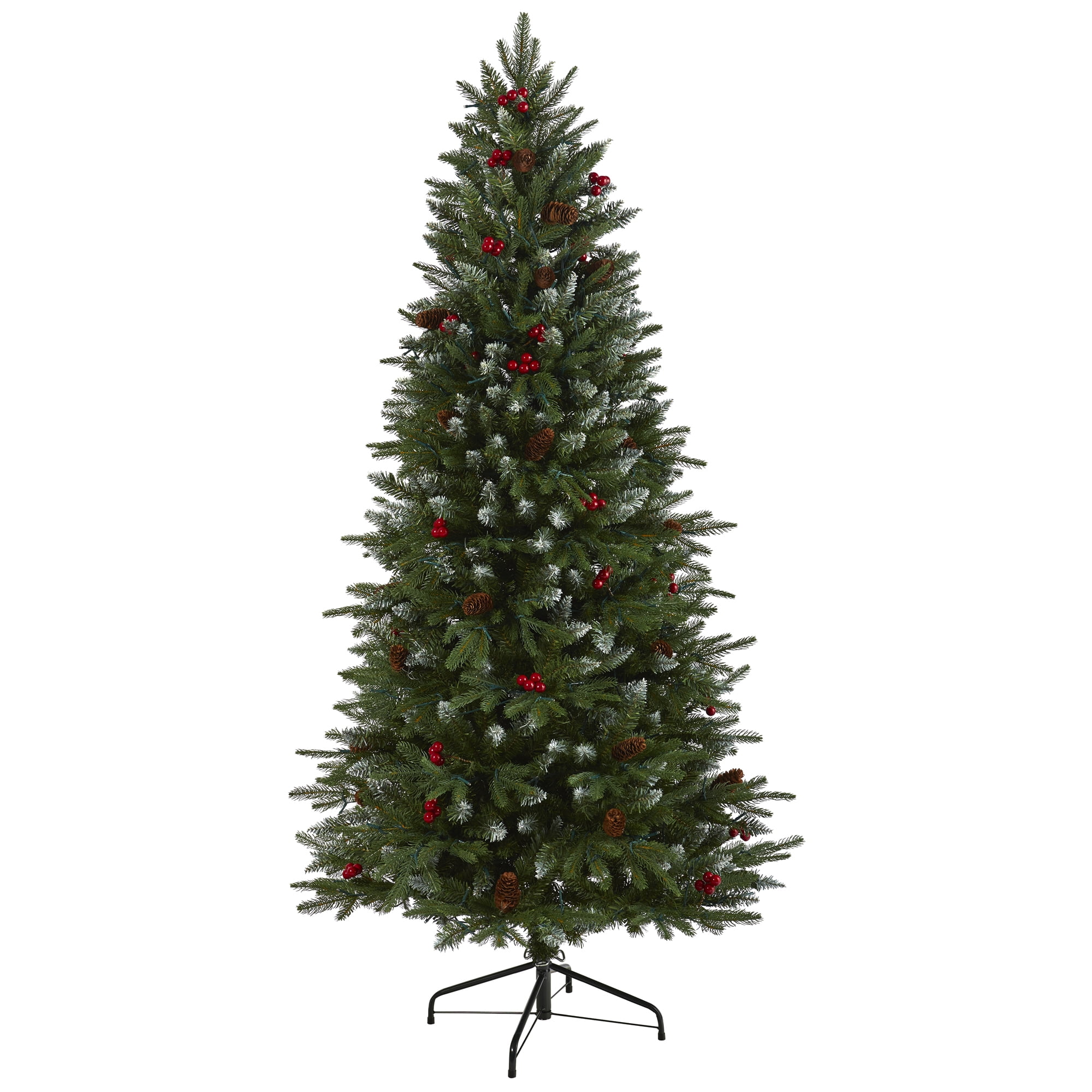 Nearly Natural Clear Prelit 300 LED Holiday Pine Snow Tipped Spruce Artificial Christmas Tree, 6' - Image 4