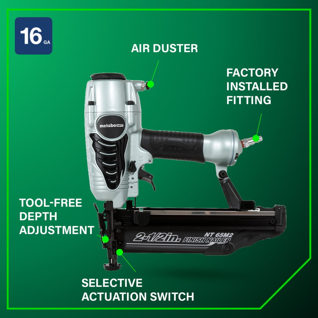 Metabo HPT 16-Gauge Finish Nailer with Air Duster, Ideal for Molding, Chair Rail and Cabinetry, Lightweight 3.7 lbs - Image 11