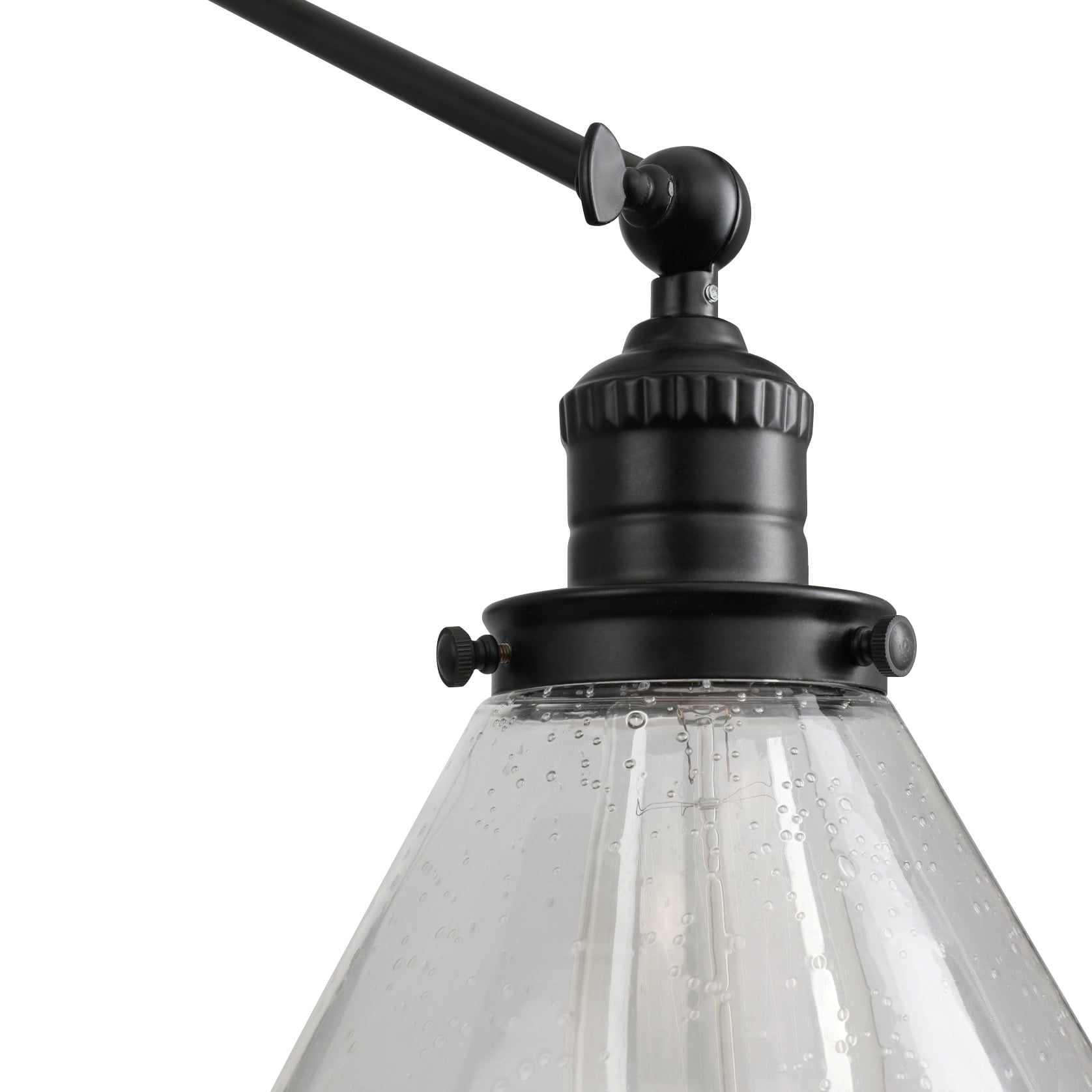 Augustin Black 3-Point Adjustable Arm Wall Sconce With Seeded Glass Shade - Image 12