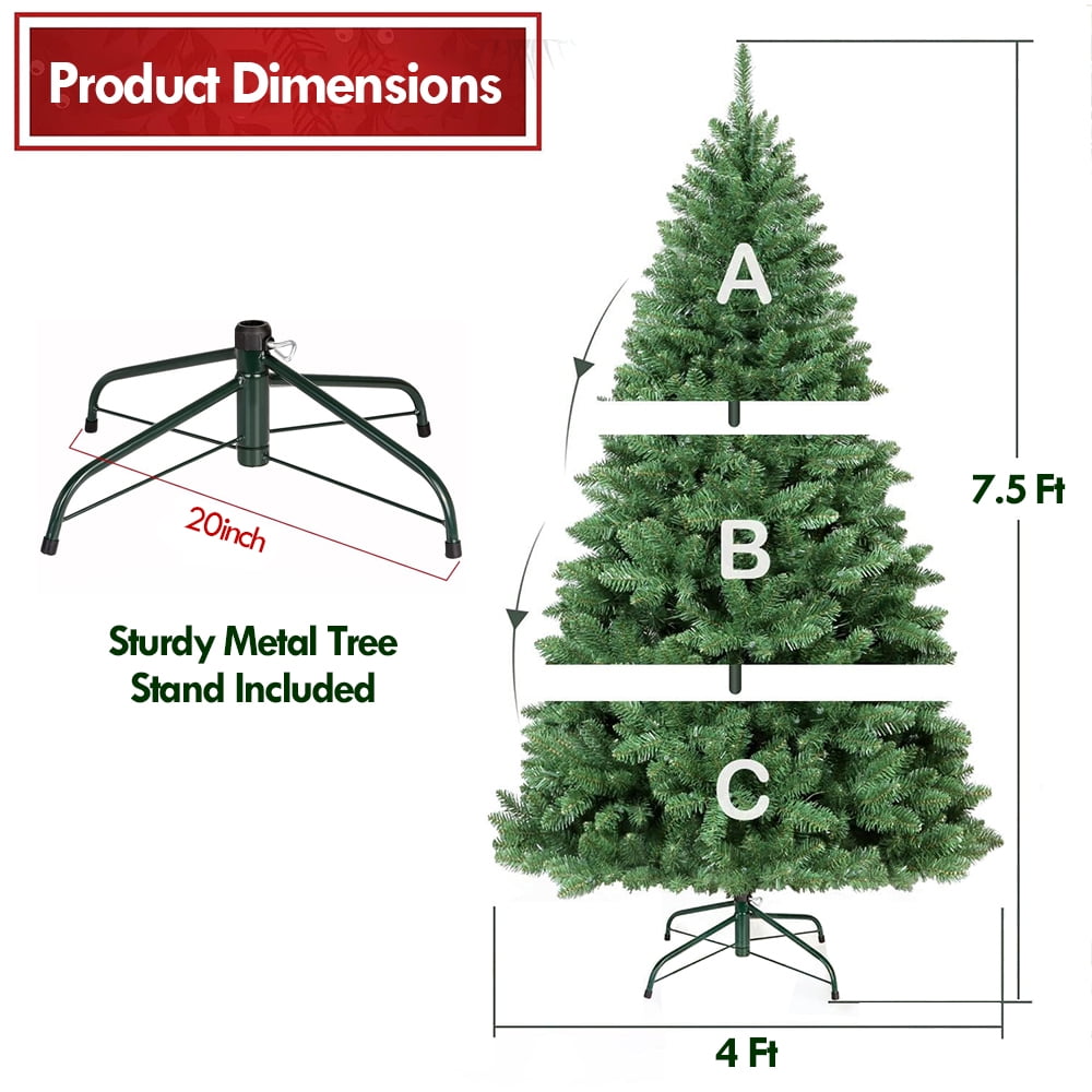 IC ICLOVER 6.5ft Premium Spruce Artificial Holiday Christmas Tree for Home, Office, Party Decoration w/850 Branch Tips, Easy Assembly, Metal Hinges & Foldable Base - Image 6