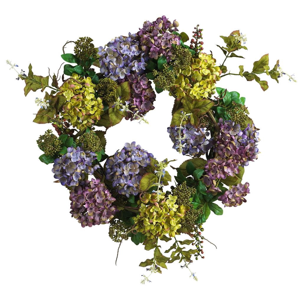 Nearly Natural 24" Hydrangea Wreath - Image 4