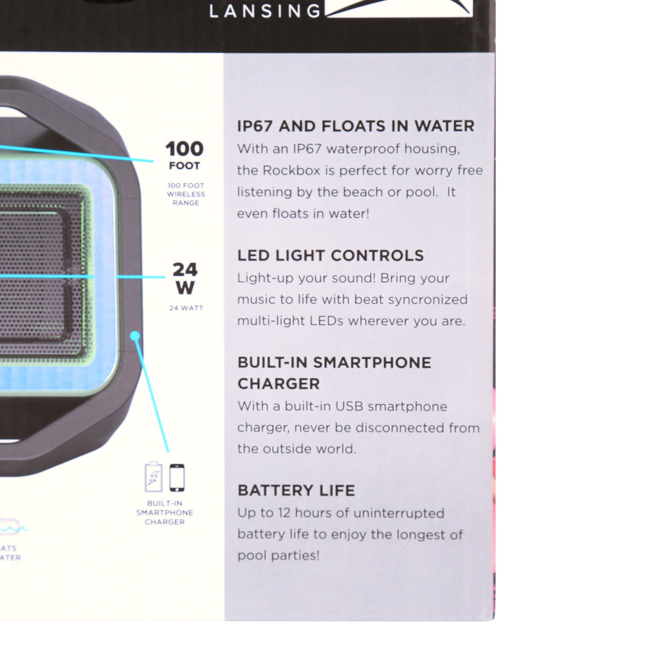 Altec Lansing Rockbox Waterproof Bluetooth Wireless Speaker - Image 6