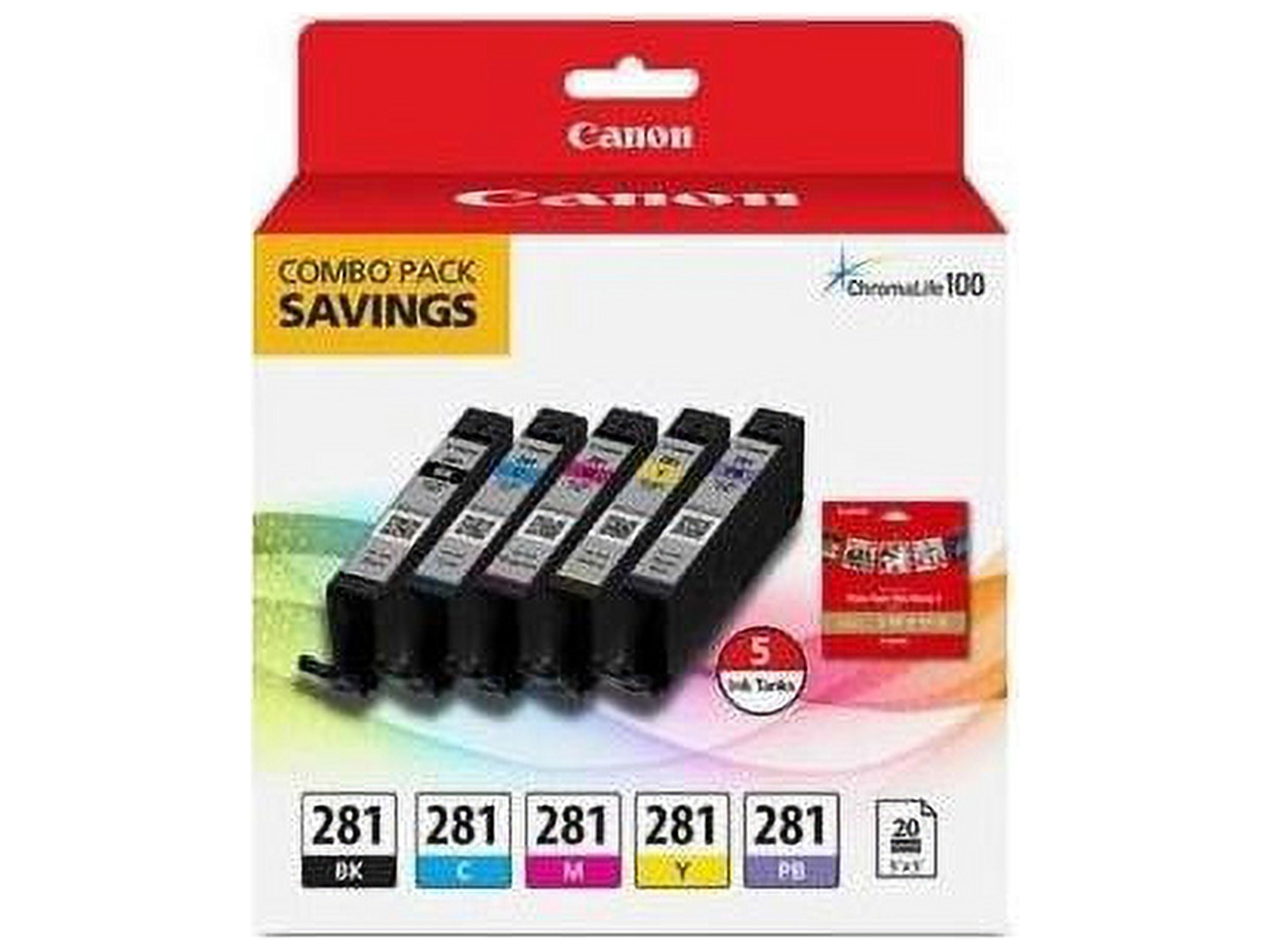 Canon 281 Black/Cyan/Magenta/Yellow/Photo Blue Standard Yield Ink Cartridge 5/Pack (2091C006) - Image 7